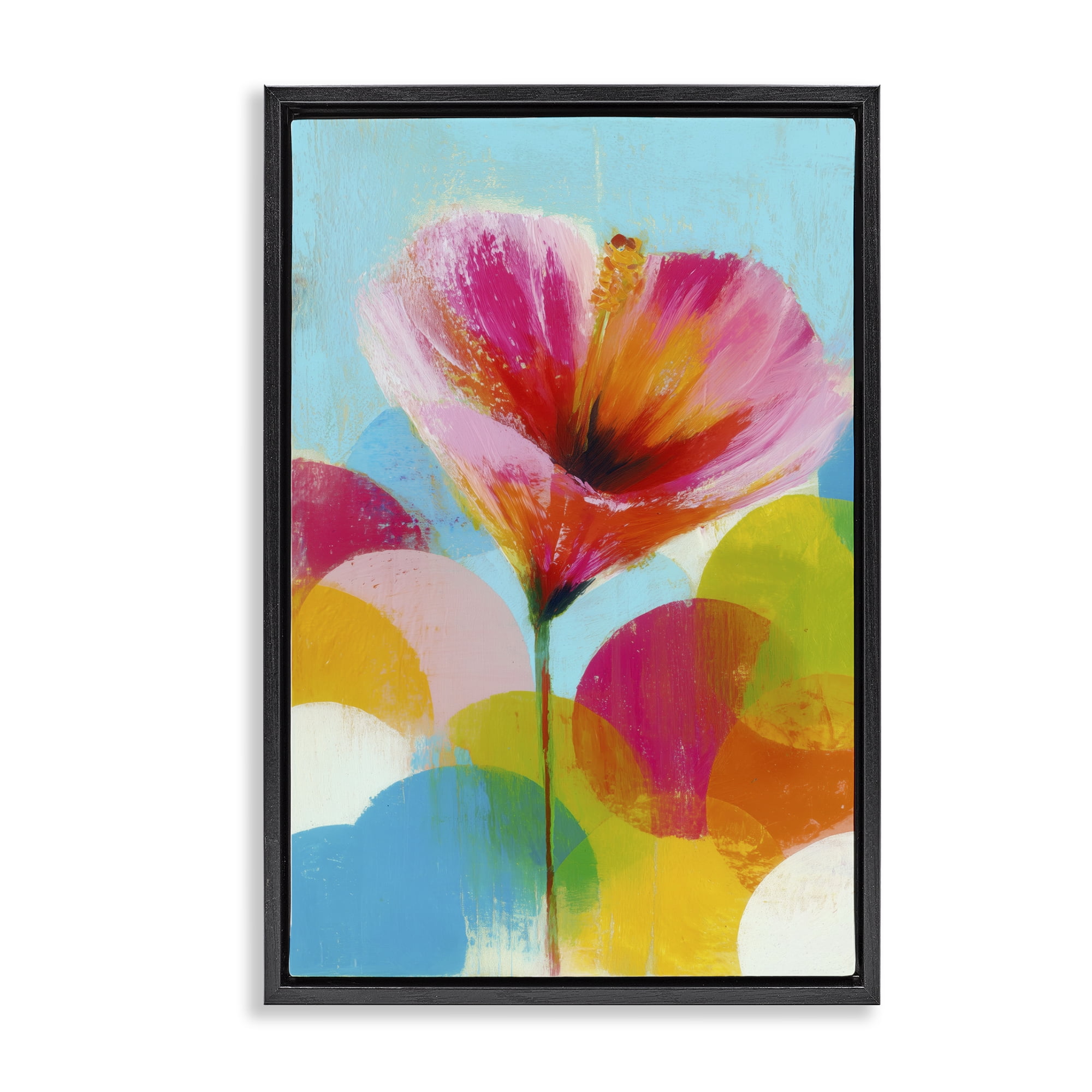 Stupell Industries Hibiscus In The Sun Black Framed Floater Canvas Wall Art, design by Chromatic Storm Studio