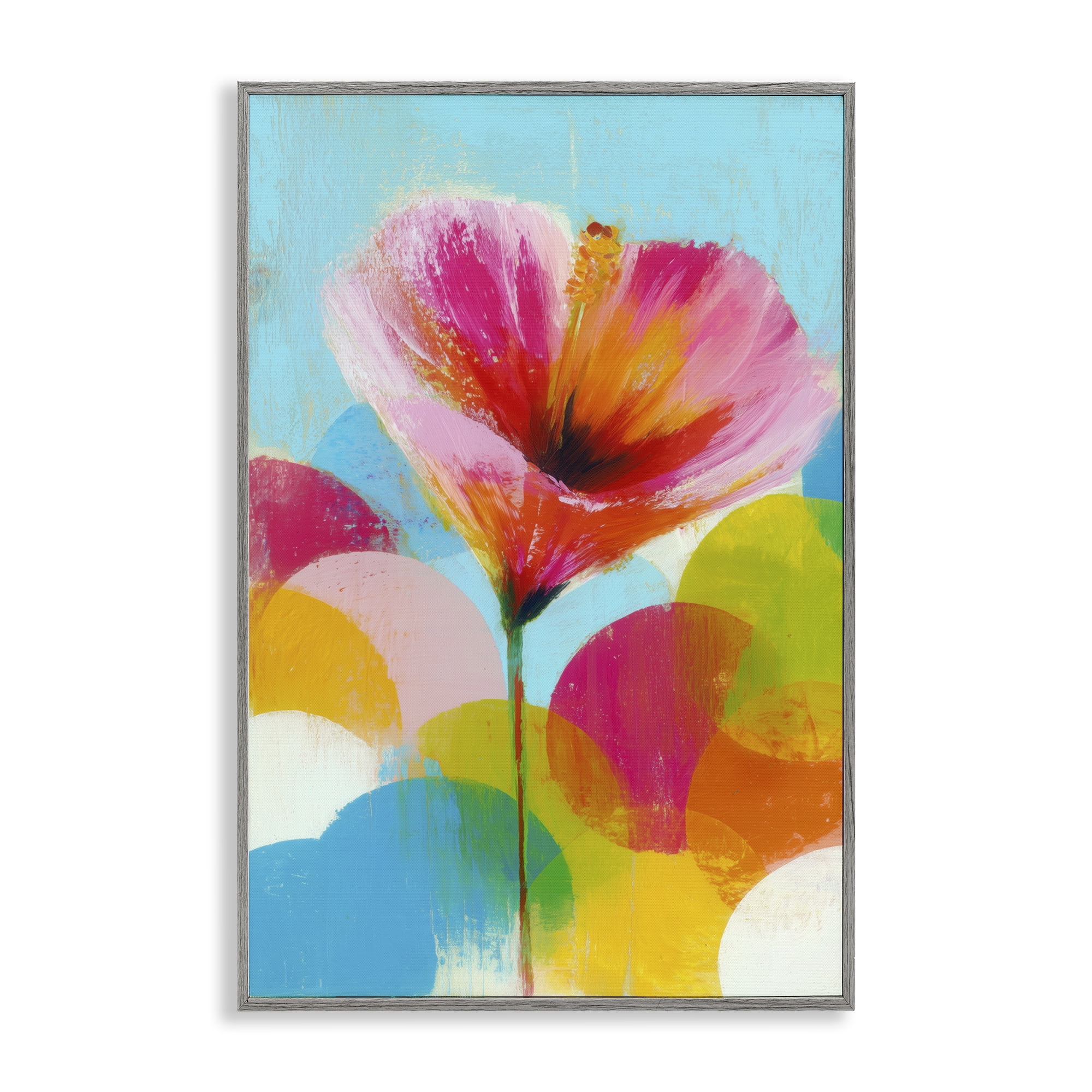 Stupell Industries Hibiscus In The Sun Gray Framed Giclee Art, design by Chromatic Storm Studio