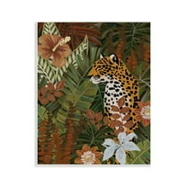 Stupell Industries Hibiscus Jungle Leopard Animals Painting Unframed Art Print Wall Art, 11 x 14
