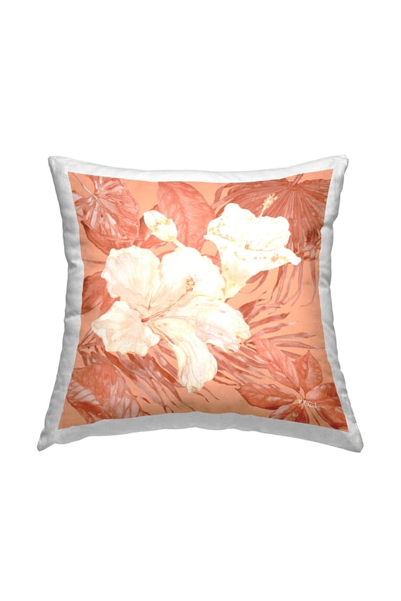Industries Hibiscus & Leaf Bunch Decorative Printed Throw Pillow Design by Paul Brent.