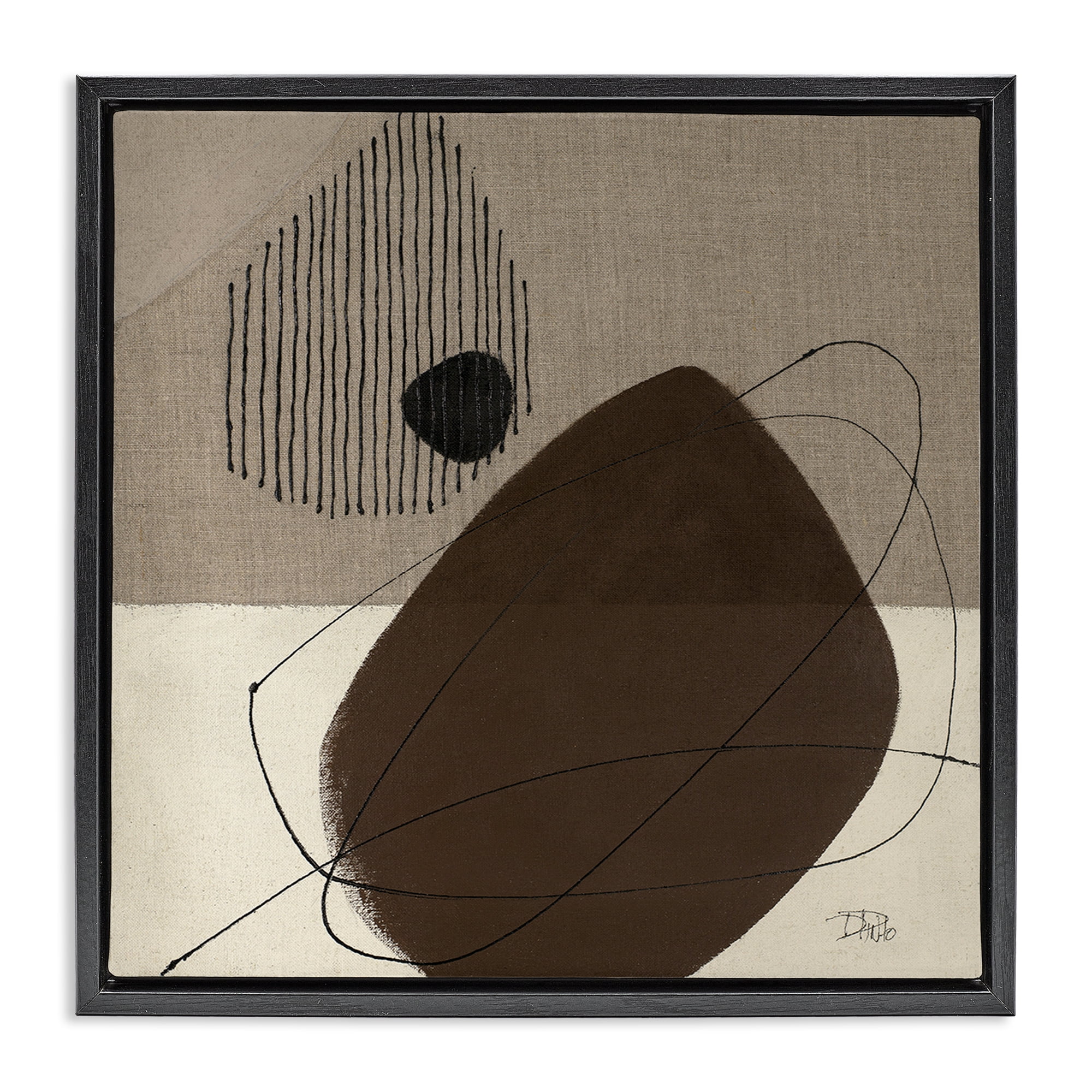 Stupell Industries Hidden Lines Abstraction Abstract Painting Black Floater Framed Canvas Art Print Wall Art, 25 x 25