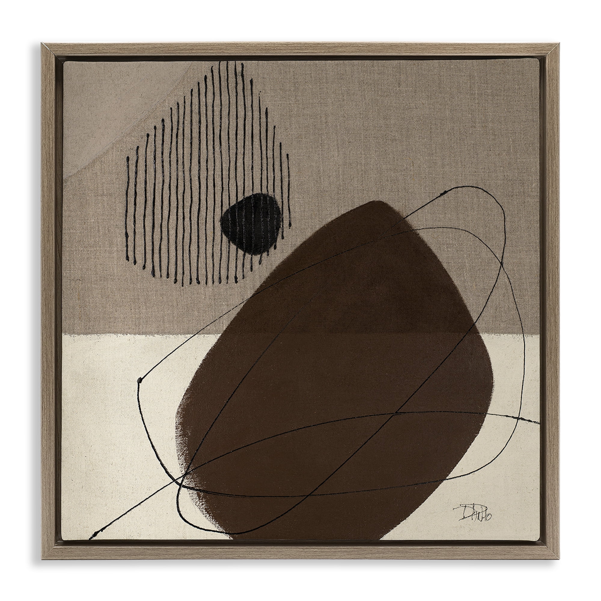 Stupell Industries Hidden Lines Abstraction Abstract Painting Brown Floater Framed Canvas Art Print Wall Art, 18 x 18