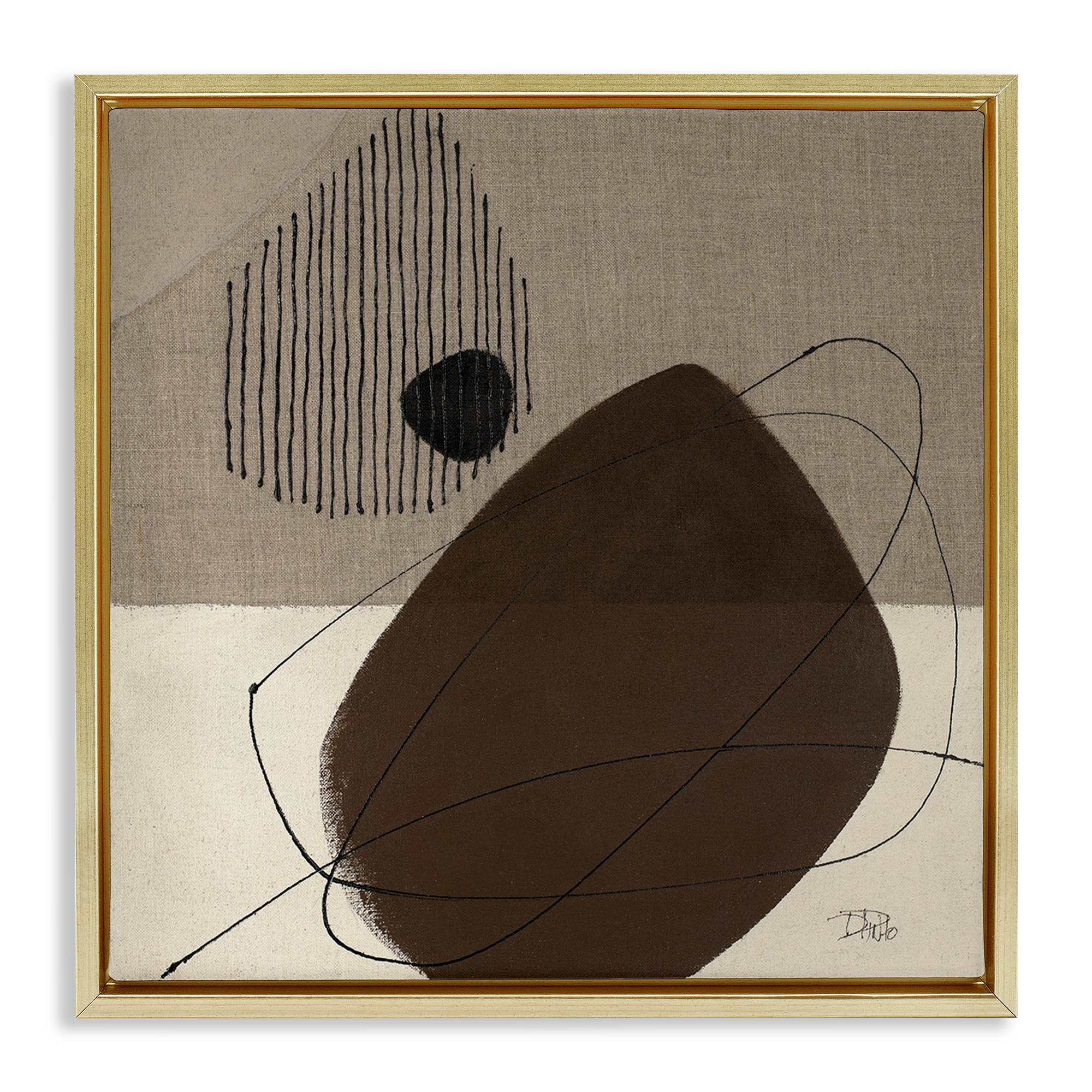 Stupell Industries Hidden Lines Abstraction Abstract Painting Gold Floater Framed Canvas Art Print Wall Art, 18 x 18