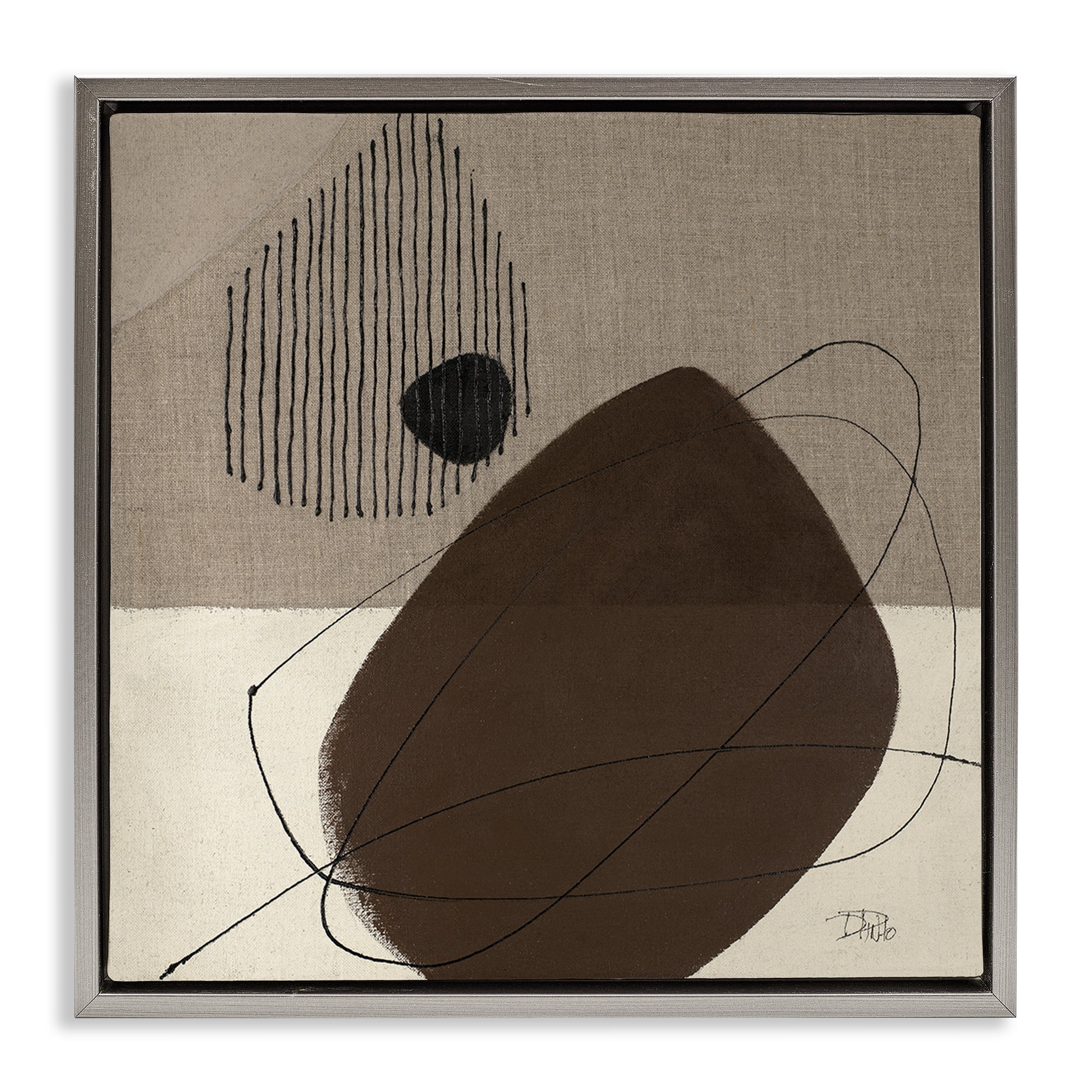 Stupell Industries Hidden Lines Abstraction Abstract Painting Gray Floater Framed Canvas Art Print Wall Art, 18 x 18
