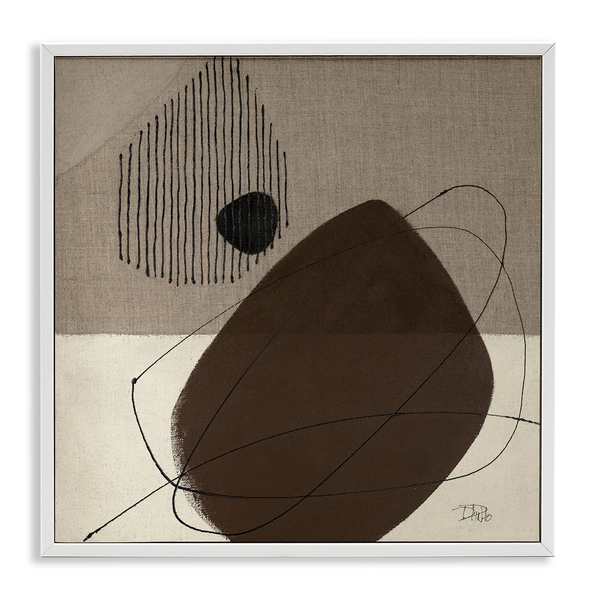 Stupell Industries Hidden Lines Abstraction Abstract Painting White Framed Art Print Wall Art, 17 x 17