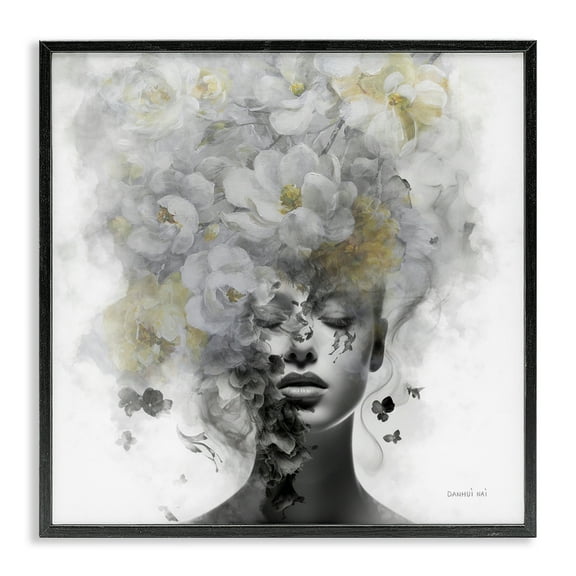 Stupell Industries Hidden Spring Visage People Painting Black Framed Art Print Wall Art, 12 x 12