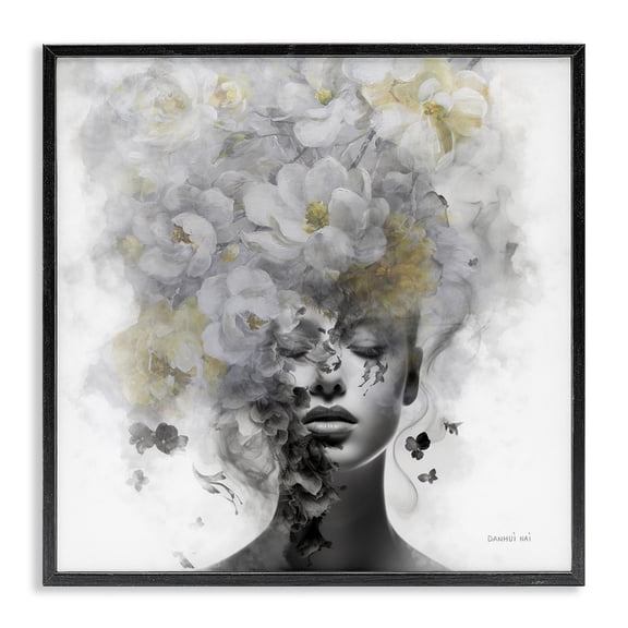 Stupell Industries Hidden Spring Visage People Painting Black Framed Art Print Wall Art, 24 x 24