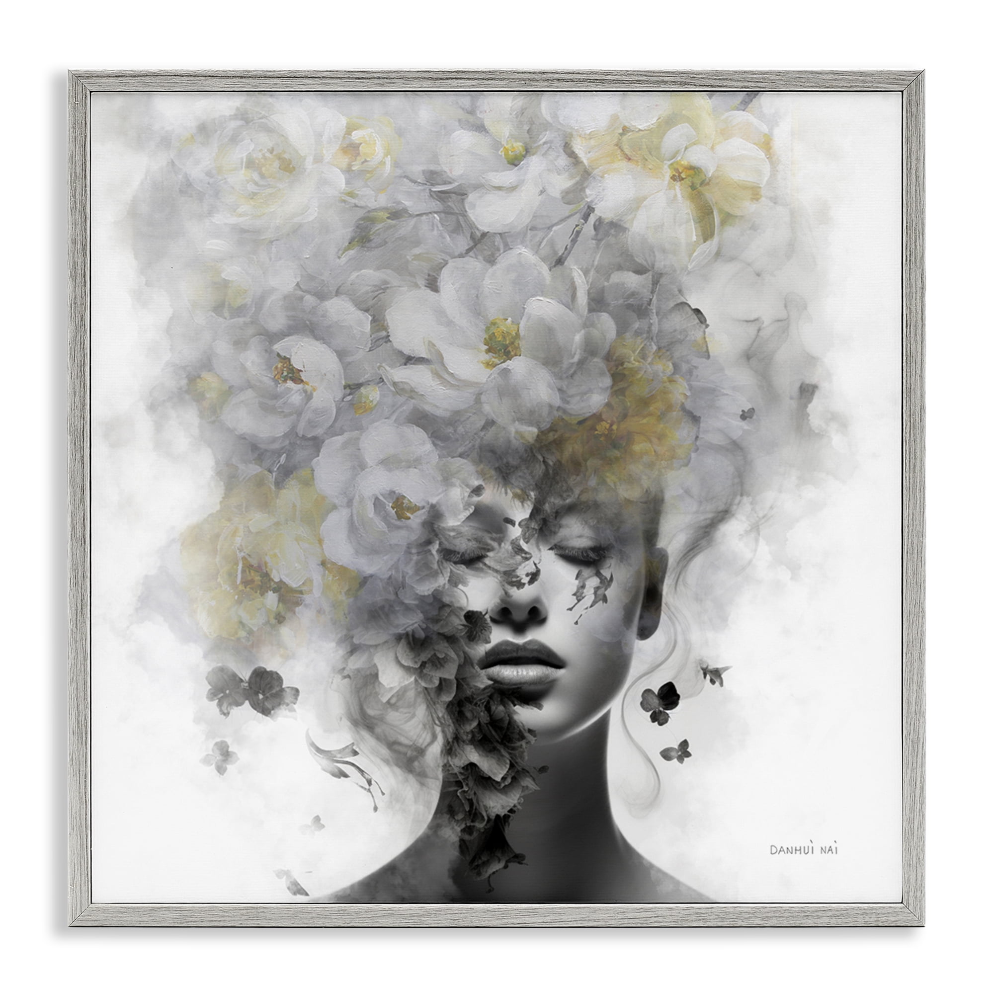 Stupell Industries Hidden Spring Visage People Painting Gray Framed Art Print Wall Art, 17 x 17