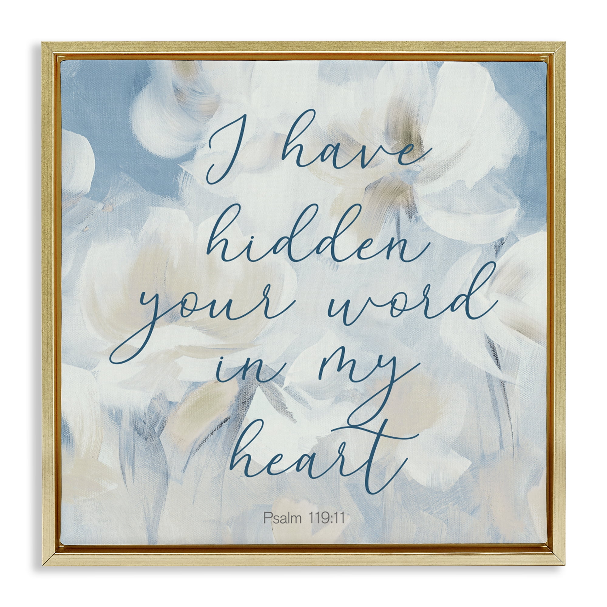 Stupell Industries Hidden Your Word In My Heart Gold Framed Floater Canvas Wall Art, design by Lanie Loreth