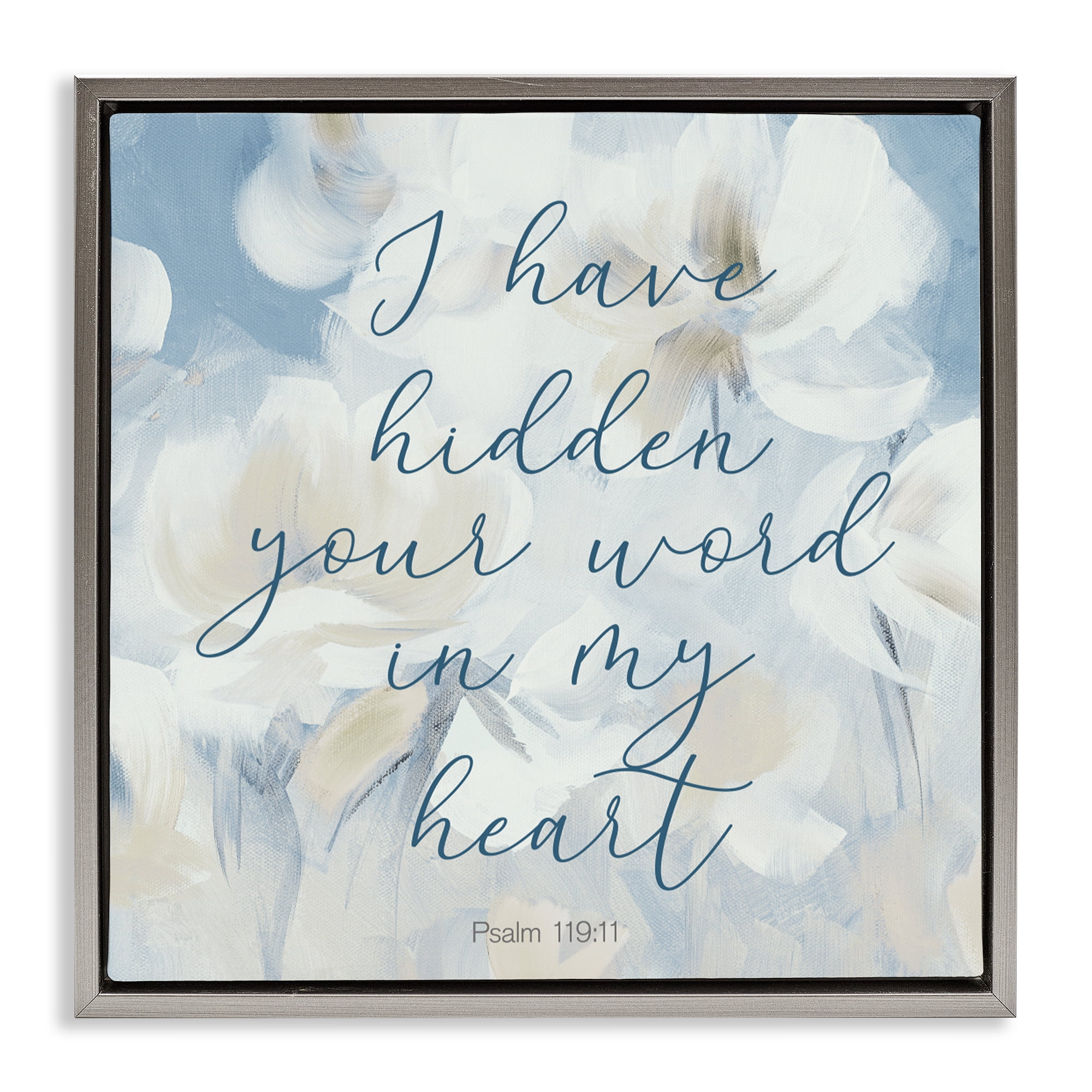 Stupell Industries Hidden Your Word In My Heart Gray Framed Floater Canvas Wall Art, design by Lanie Loreth