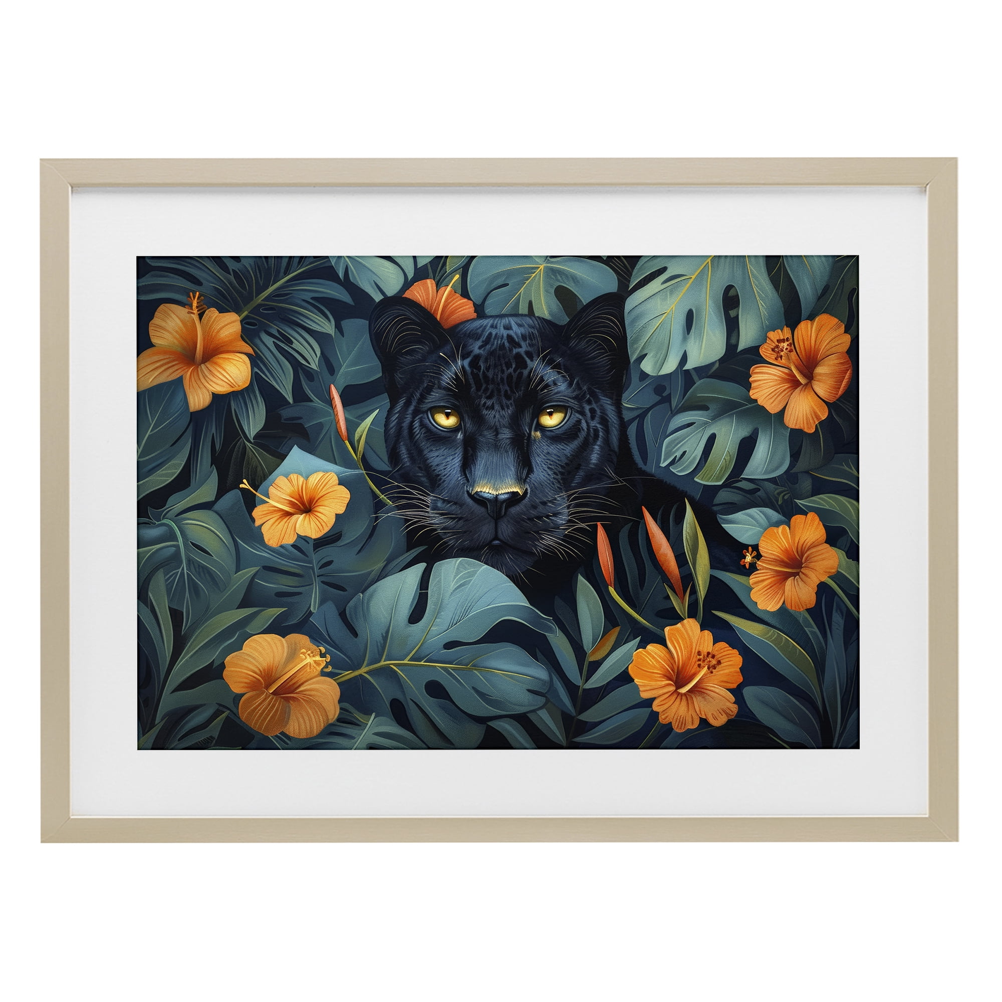 Stupell Industries Hiding Panther's Paradise Birch Framed Print Under Glass, design by Ray Powers