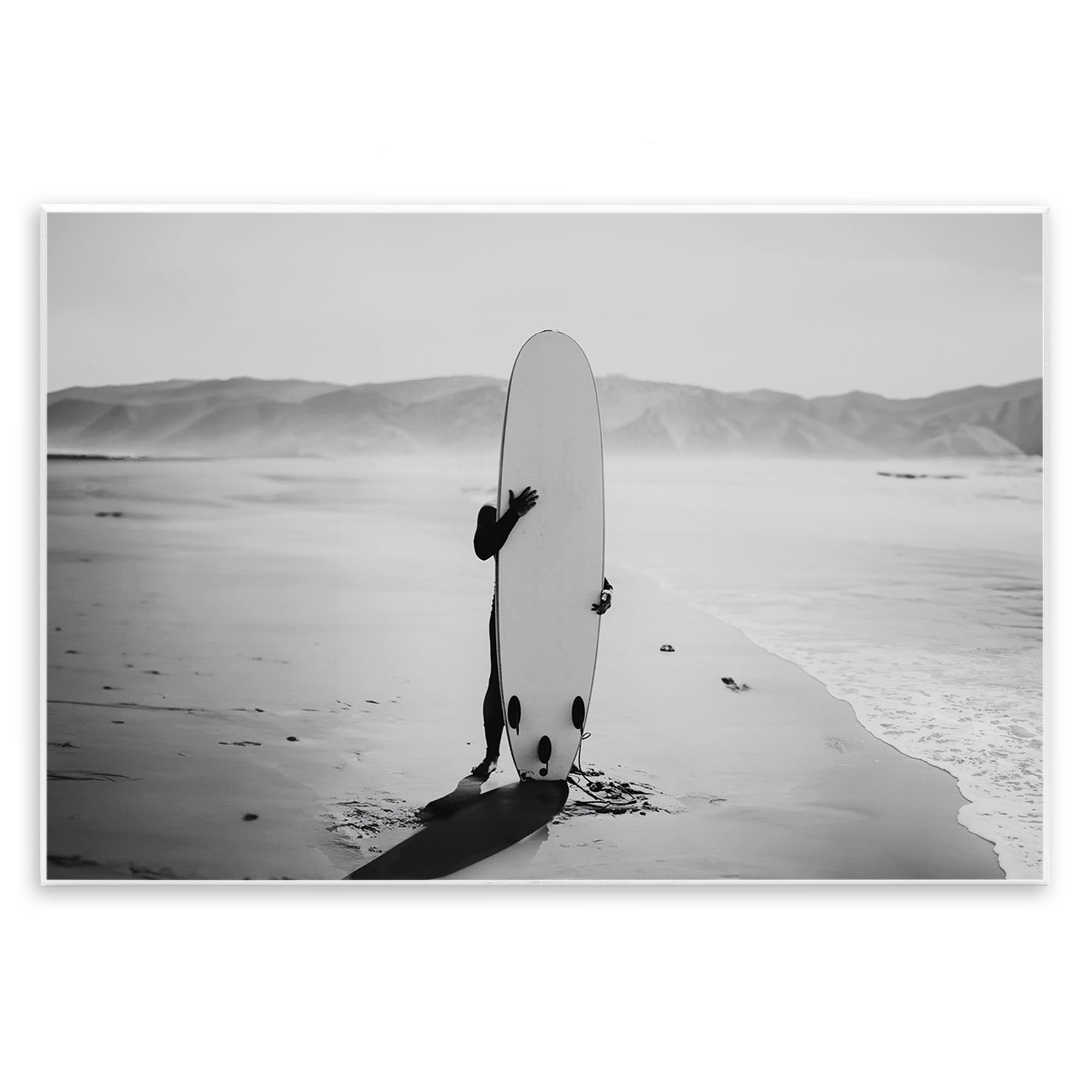 Stupell Industries Hiding with Surfboard Sports Photography Unframed Art Print Wall Art, 19 x 13