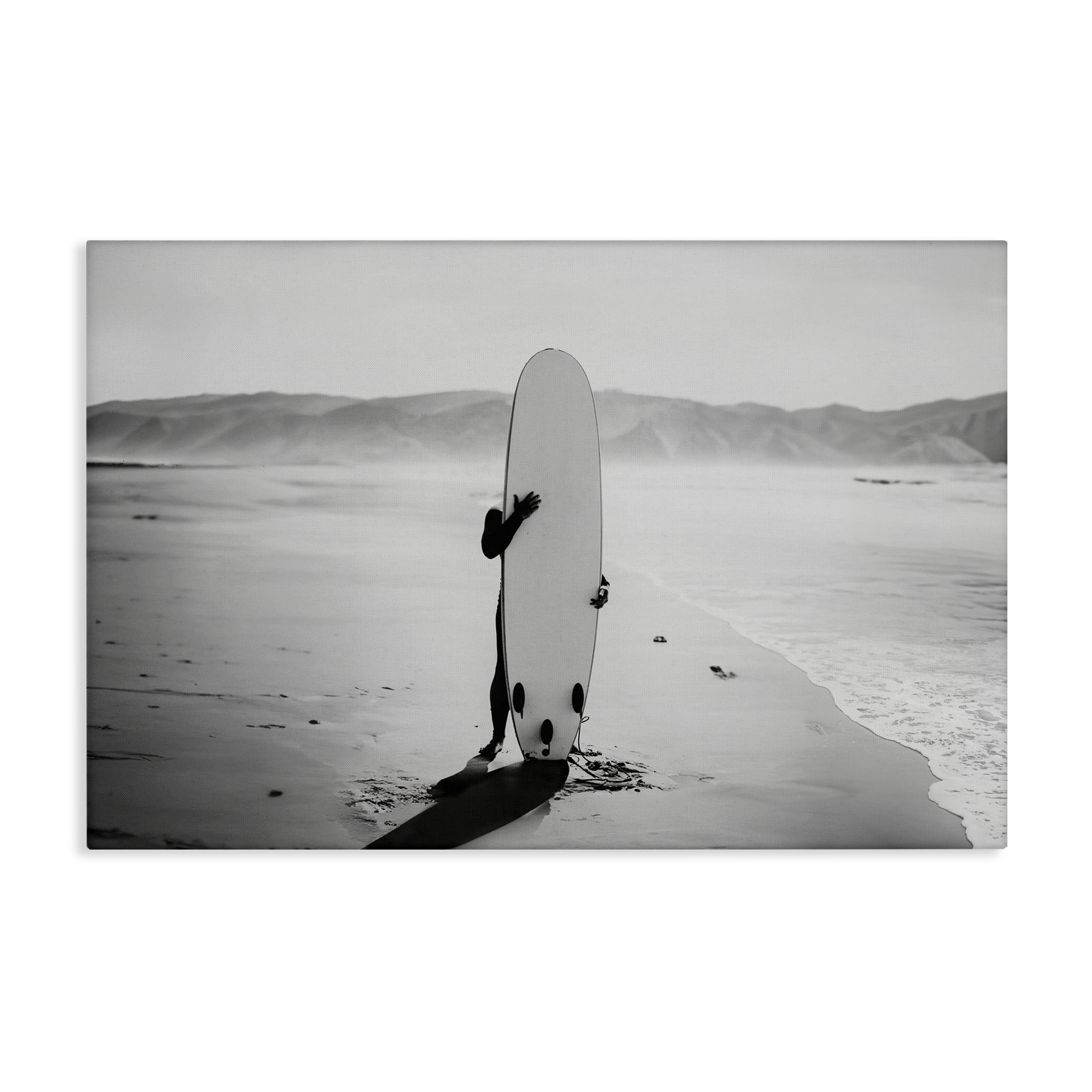 Stupell Industries Hiding with Surfboard Sports Photography Wrapped Canvas Art Print Wall Art, 36 x 24