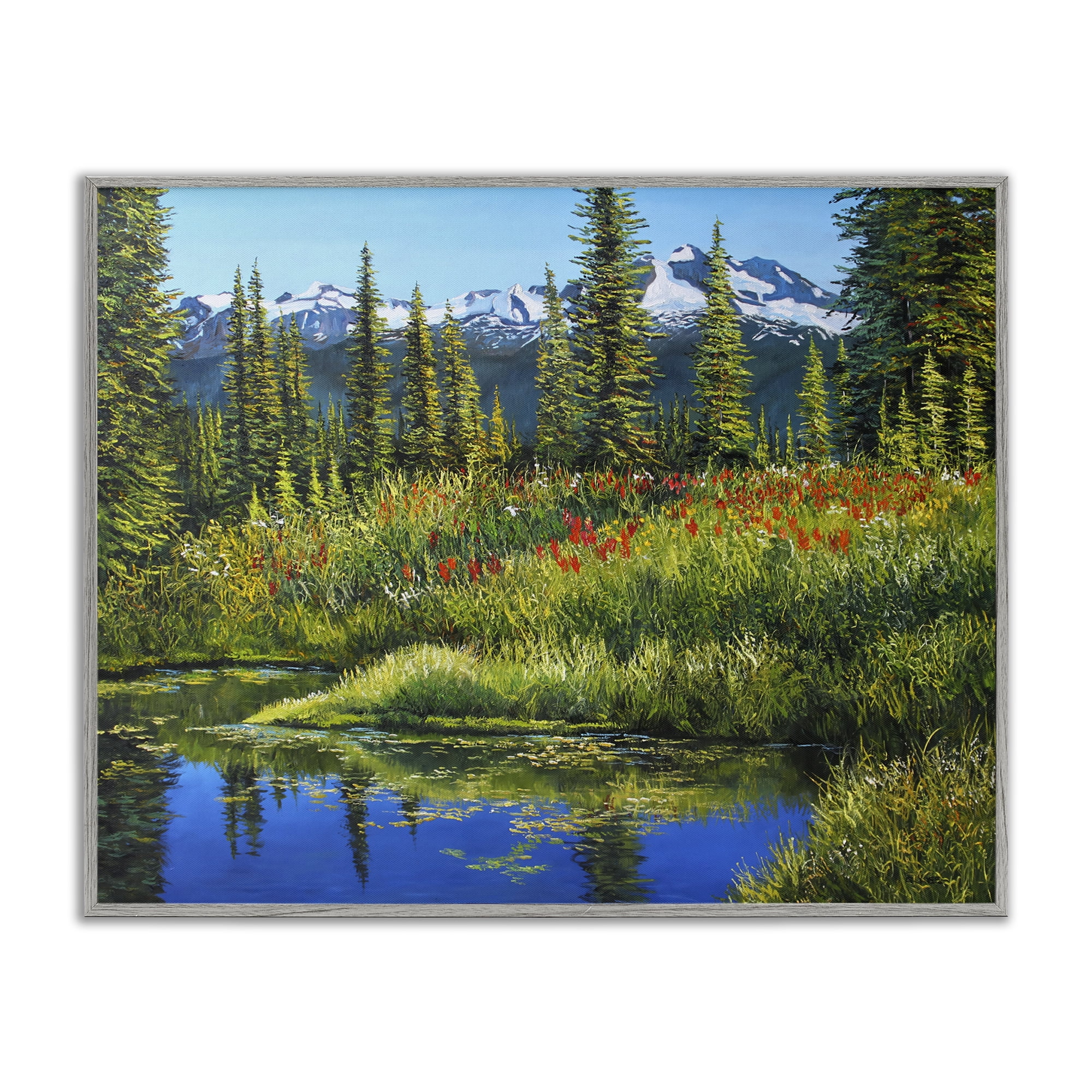 Stupell Industries High Country Summer Landscape & Nature Painting Gray Framed Art Print Wall Art, 14 x 11