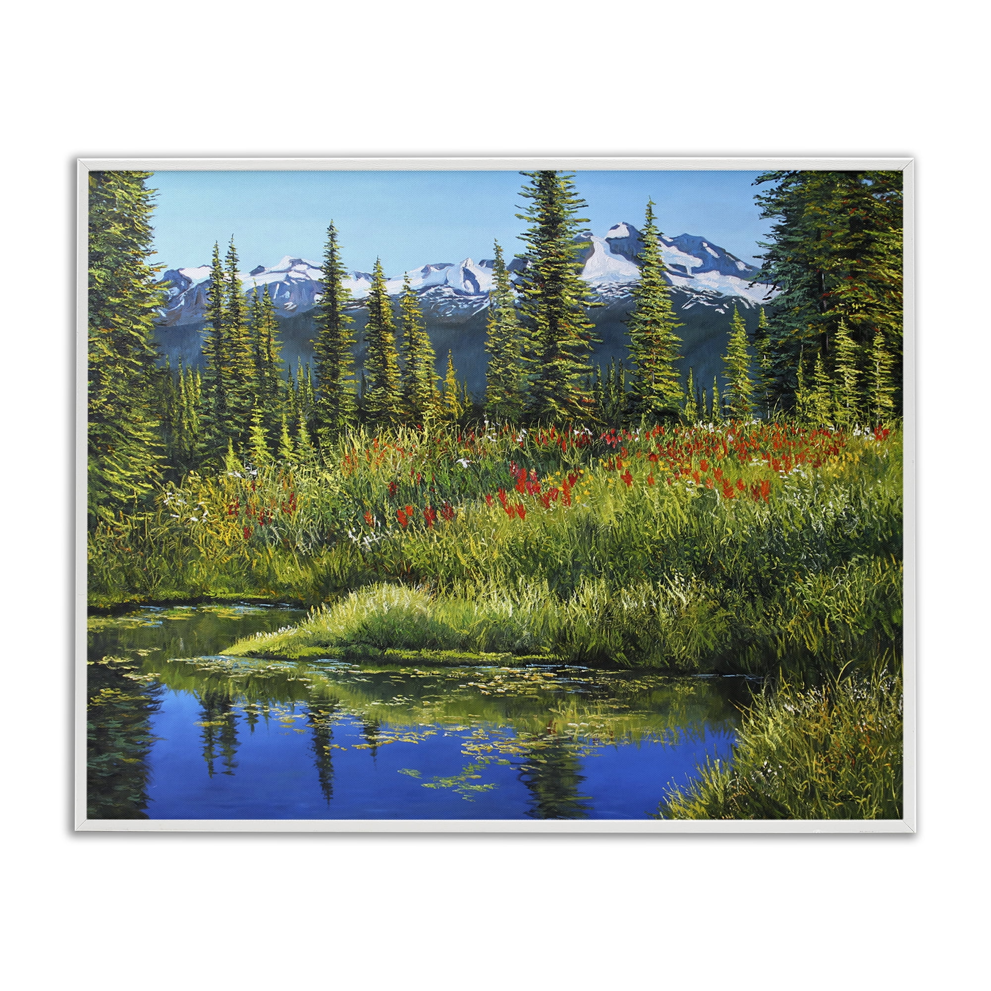 Stupell Industries High Country Summer Landscape & Nature Painting White Framed Art Print Wall Art, 14 x 11