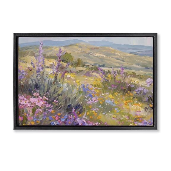 Stupell Industries High Desert Flowers Landscape & Nature Painting Black Floater Framed Canvas Art Print Wall Art, 25 x 17