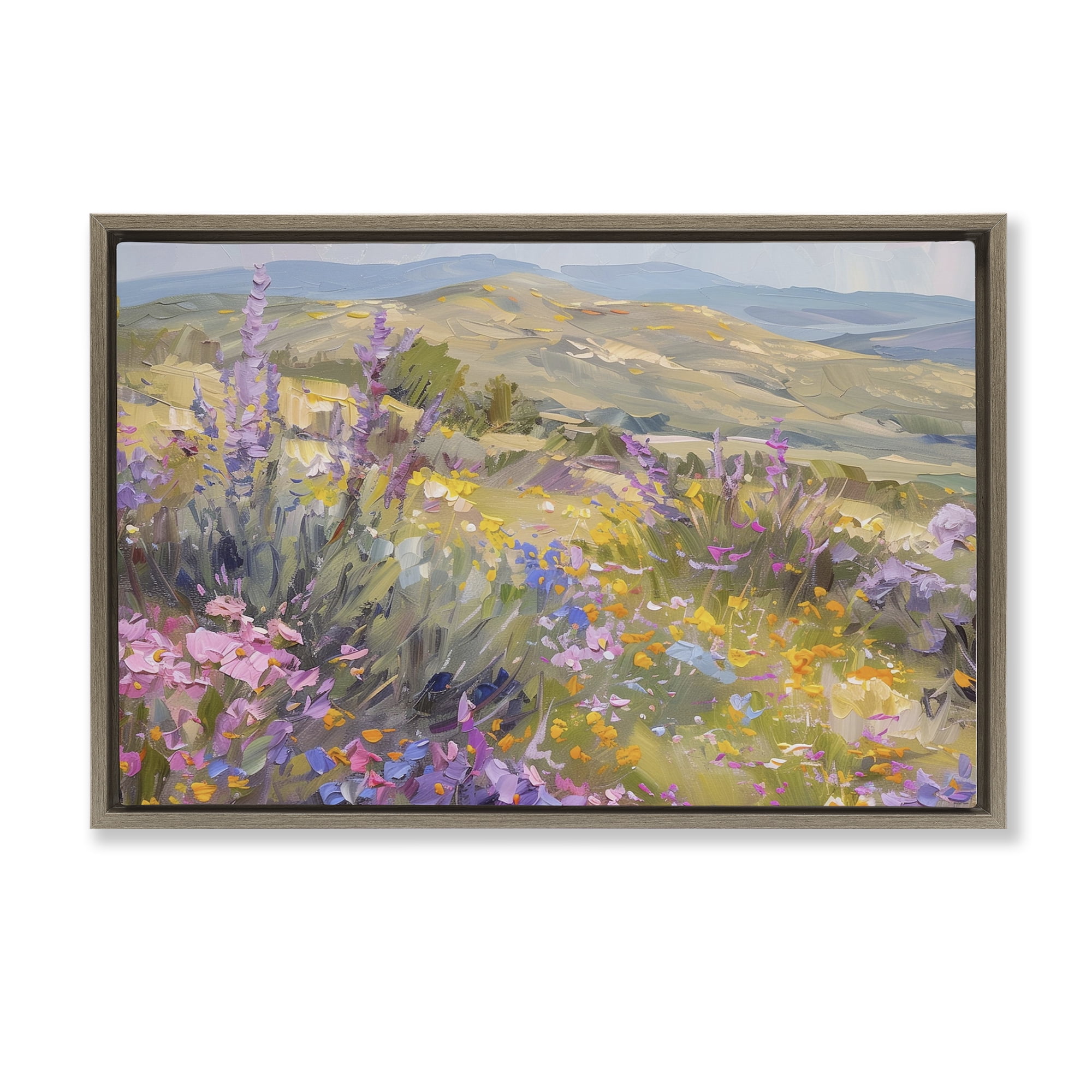 Stupell Industries High Desert Flowers Landscape & Nature Painting Brown Floater Framed Canvas Art Print Wall Art, 31 x 21