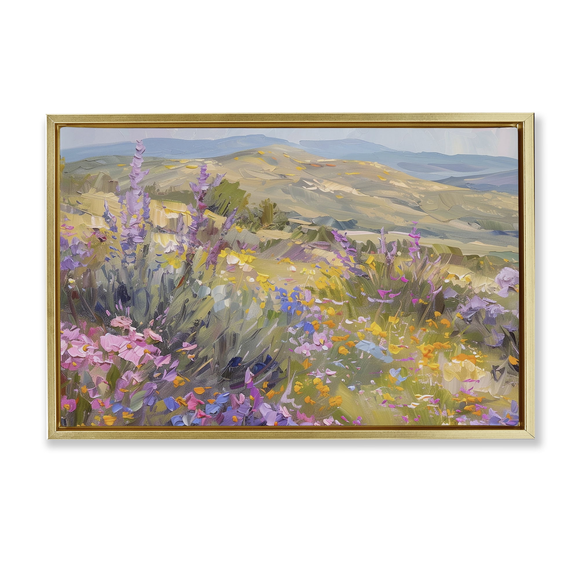 Stupell Industries High Desert Flowers Landscape & Nature Painting Gold Floater Framed Canvas Art Print Wall Art, 25 x 17