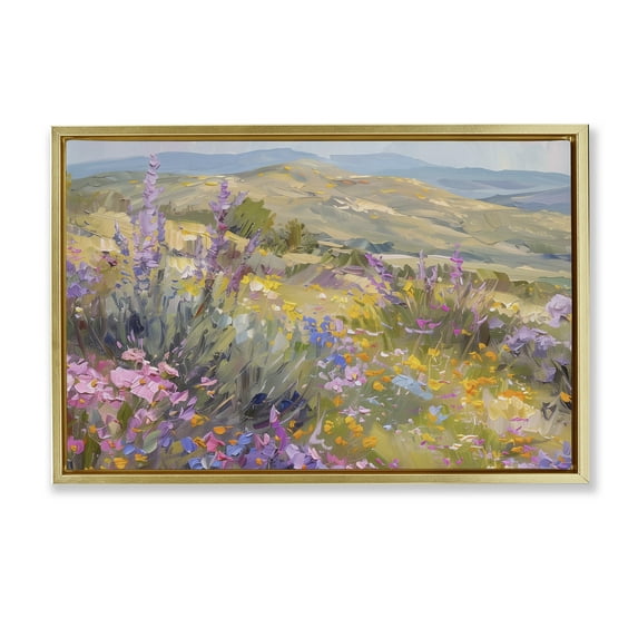 Stupell Industries High Desert Flowers Landscape & Nature Painting Gold Floater Framed Canvas Art Print Wall Art, 25 x 17