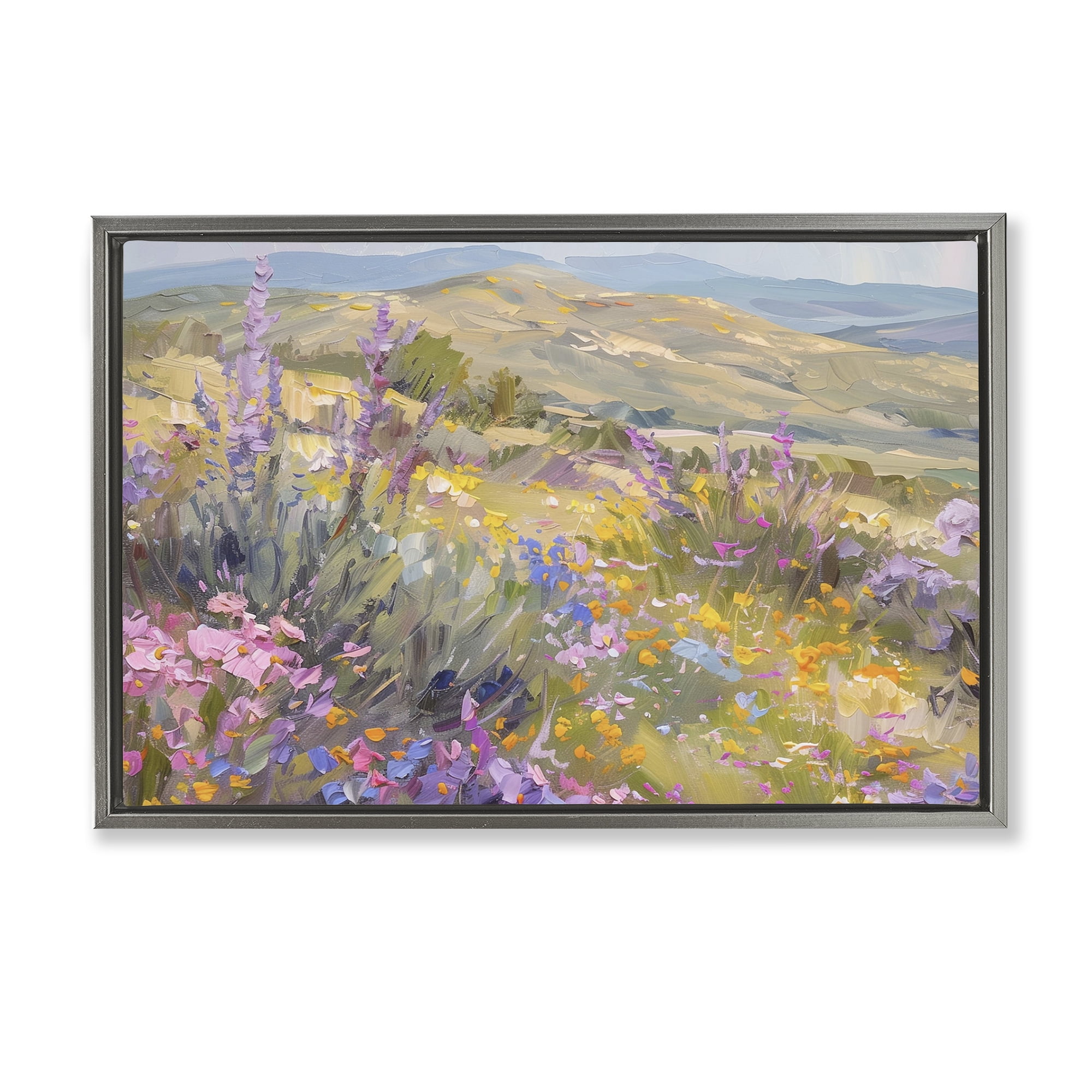 Stupell Industries High Desert Flowers Landscape & Nature Painting Gray Floater Framed Canvas Art Print Wall Art, 25 x 17