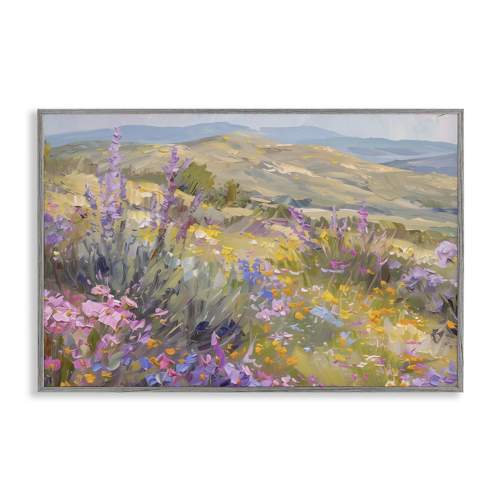 Stupell Industries High Desert Flowers Landscape & Nature Painting Gray Framed Art Print Wall Art, 30 x 20