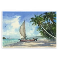 Stupell Industries High & Dry Boat on Shore Nautical & Beach Painting Unframed Art Print Wall Art, 15 x 10
