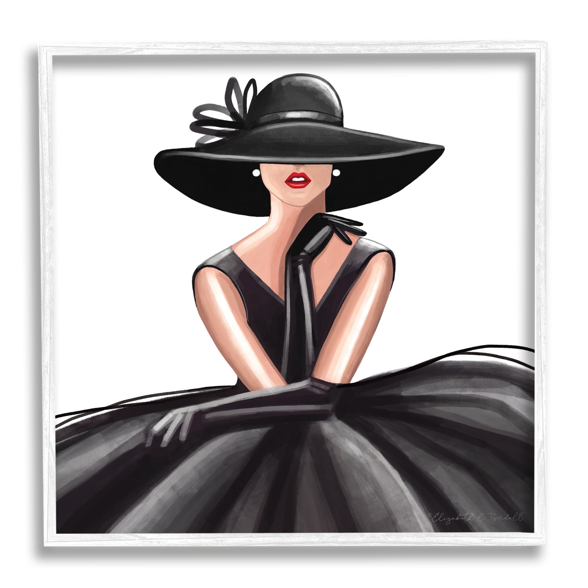 Stupell Industries High End Fashion Glam Pose Luxurious Black Dress, 12 x 12, Designed by Elizabeth Tyndall
