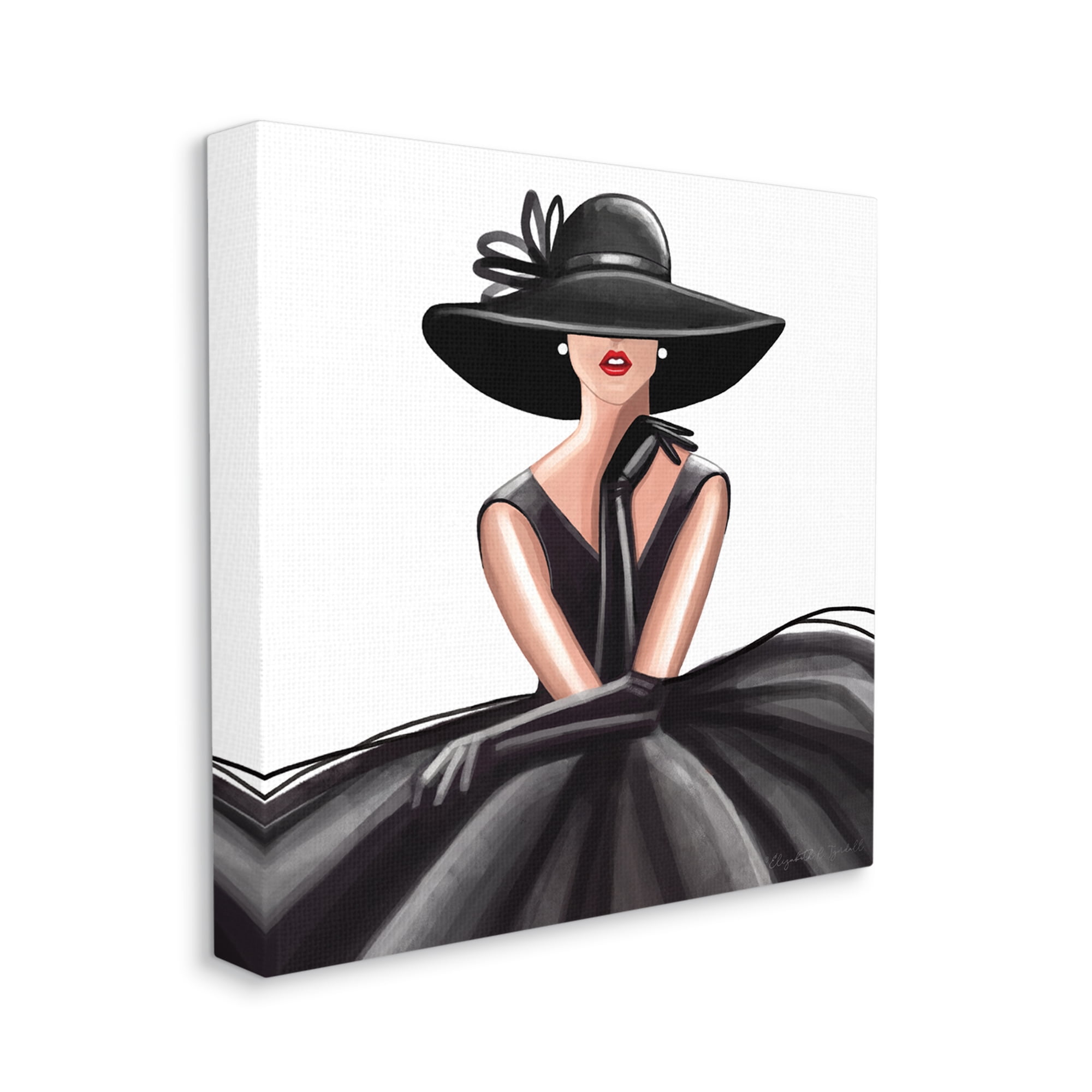 Stupell Industries High End Fashion Glam Pose Luxurious Black Dress, 30 x 30, Designed by Elizabeth Tyndall