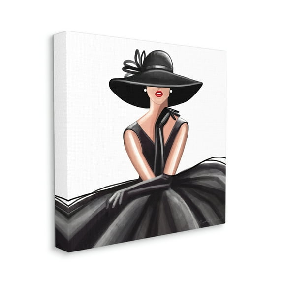 Stupell Industries High End Fashion Glam Pose Luxurious Black Dress, 36 x 36, Designed by Elizabeth Tyndall
