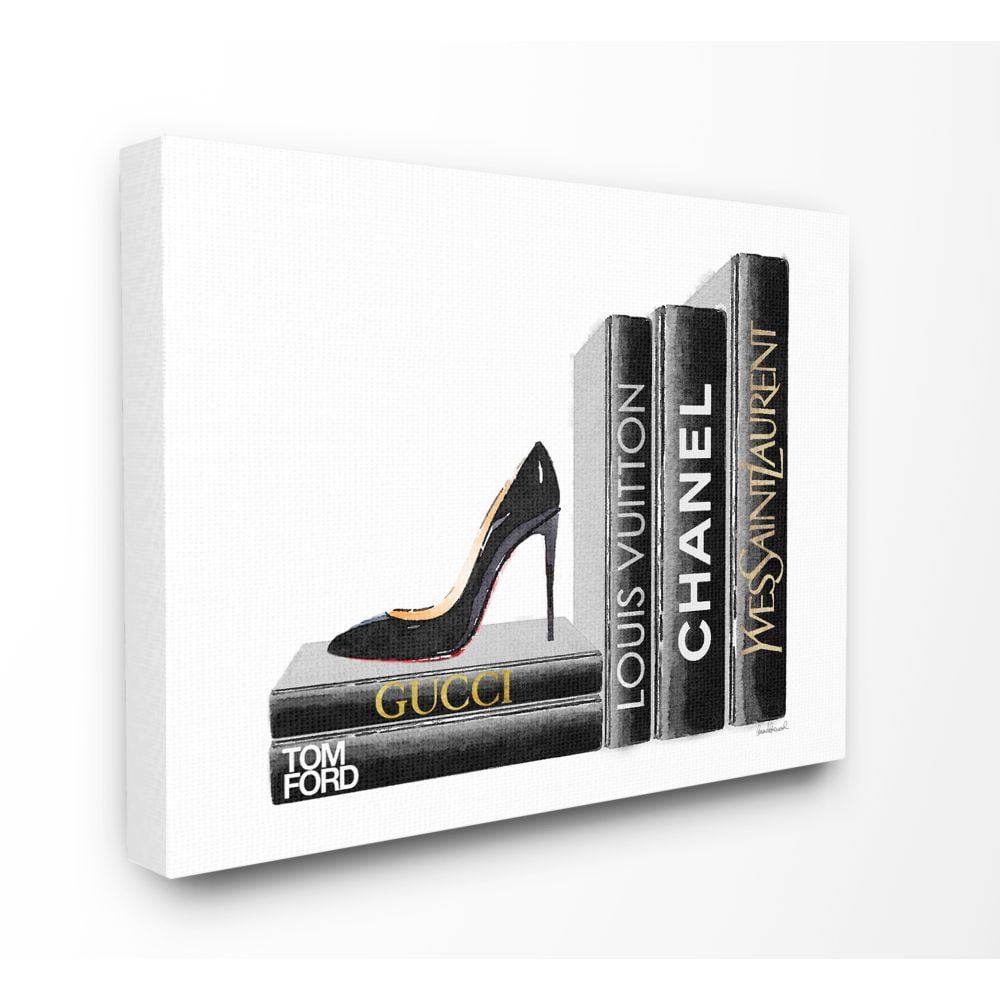Stupell Industries High Fashion Black Book Shelf with Stilettos Heel Canvas Wall Art by Amanda Greenwood