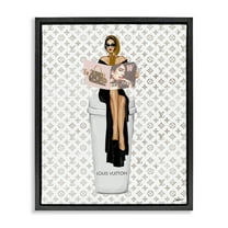 Stupell Industries High Fashion Woman Beauty & Fashion Painting Black Floater Framed Art Print Wall Art, 17 x 21