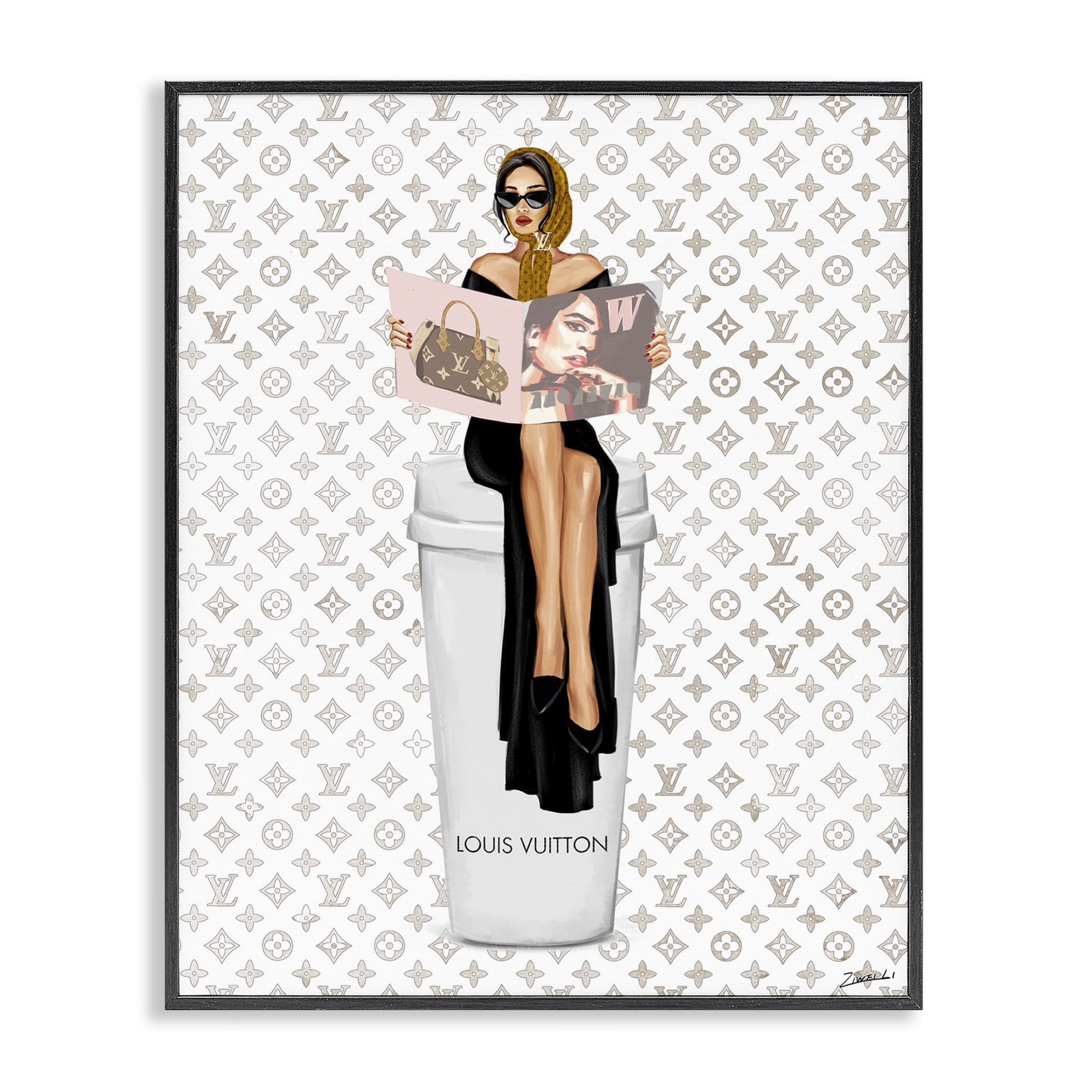 Stupell Industries High Fashion Woman Beauty & Fashion Painting Black Framed Art Print Wall Art, 24 x 30