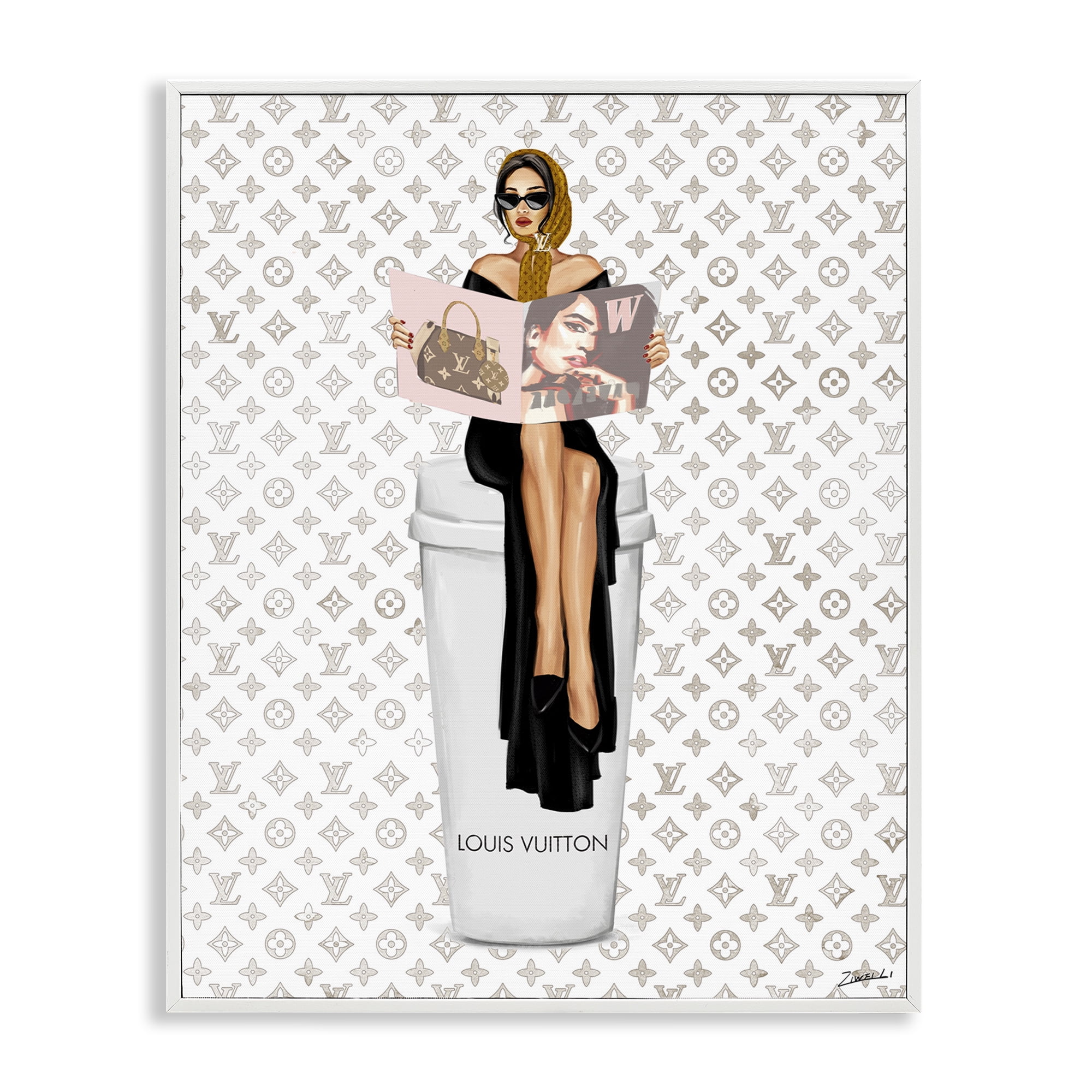 Stupell Industries High Fashion Woman Beauty & Fashion Painting White Framed Art Print Wall Art, 24 x 30