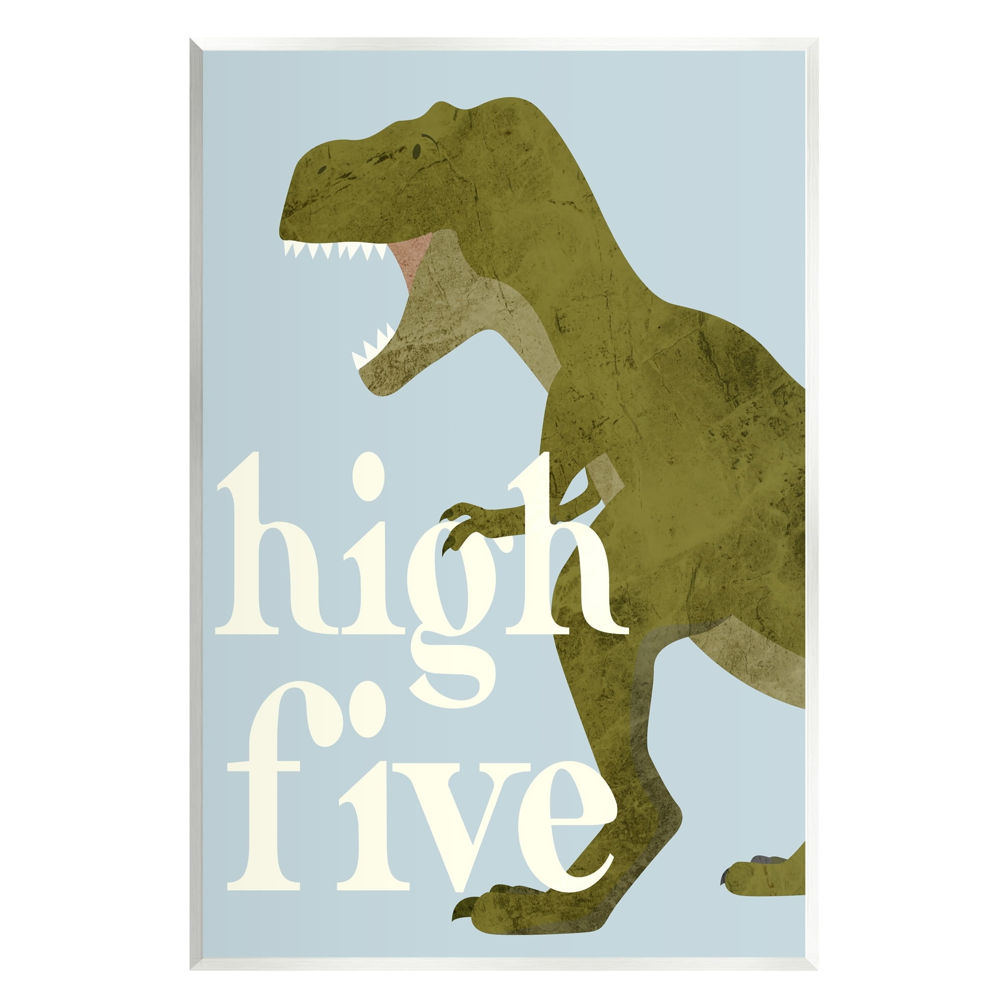 Stupell Industries High Five Roaring Dinosaur T-Rex Kids Typography Graphic Art Unframed Art Print Wall Art, Design by Daphne Polselli