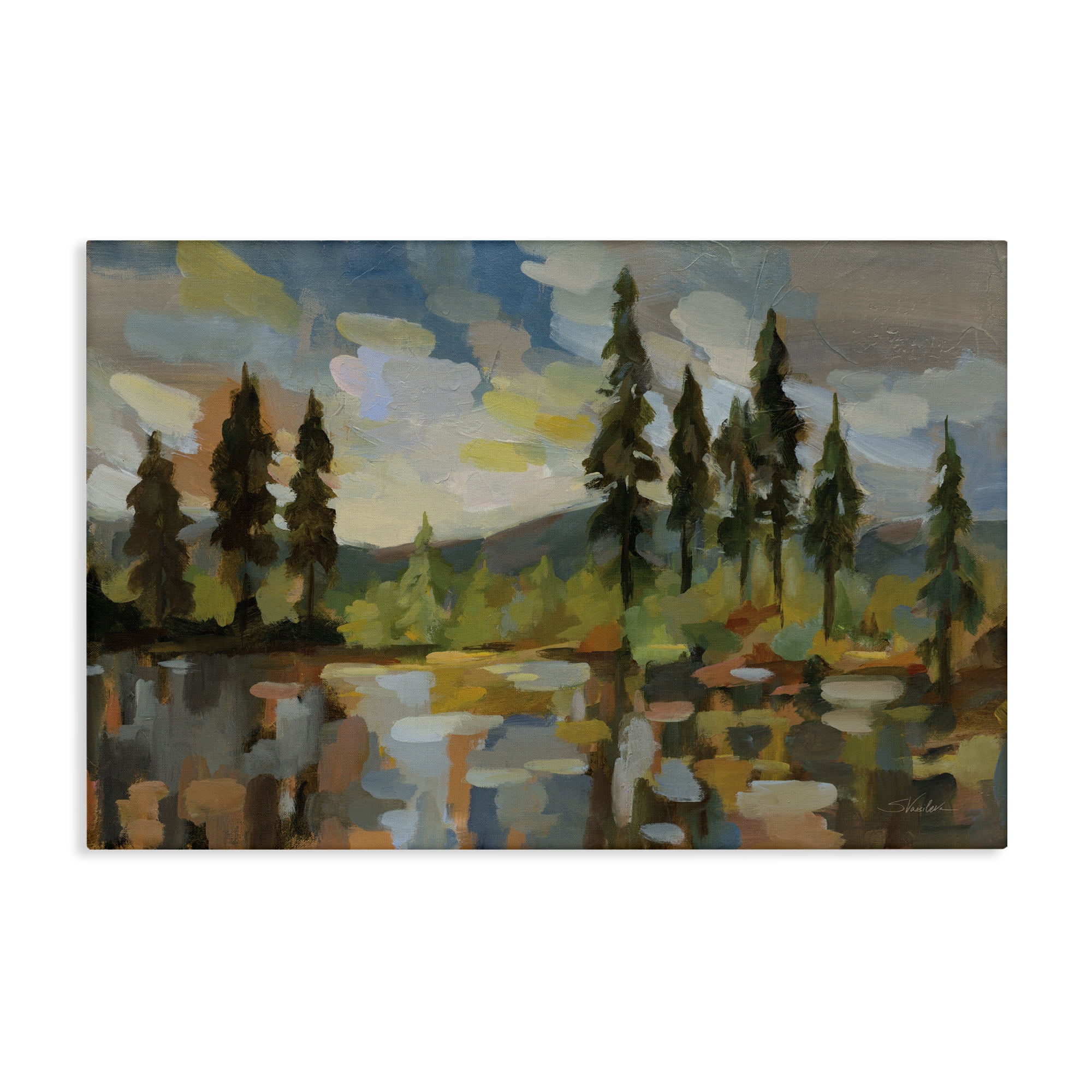 Stupell Industries High Mountain Lake Landscape & Nature Painting Wrapped Canvas Art Print Wall Art, 36 x 24