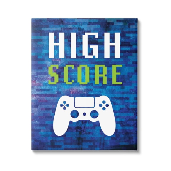 Stupell Industries High Score Pixel Style Gaming Controller Typography Graphic Art Gallery Wrapped Canvas Print Wall Art, Design by Victoria Barnes