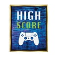 thumbnail image 1 of Stupell Industries High Score Pixel Style Gaming Controller Typography Graphic Art Metallic Gold Floating Framed Canvas Print Wall Art, Design by Victoria Barnes, 1 of 5