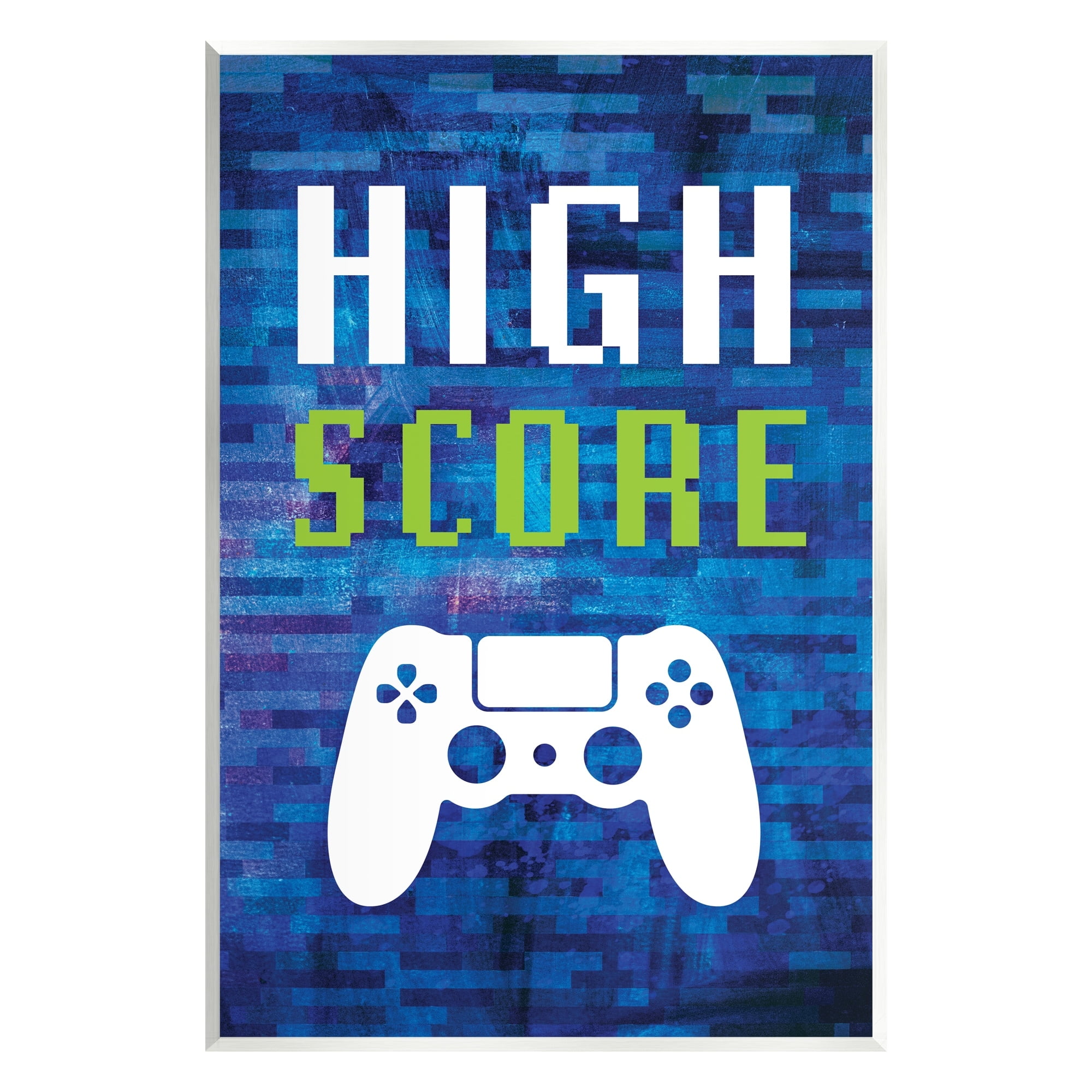 Stupell Industries High Score Pixel Style Gaming Controller Typography Graphic Art Unframed Art Print Wall Art, Design by Victoria Barnes