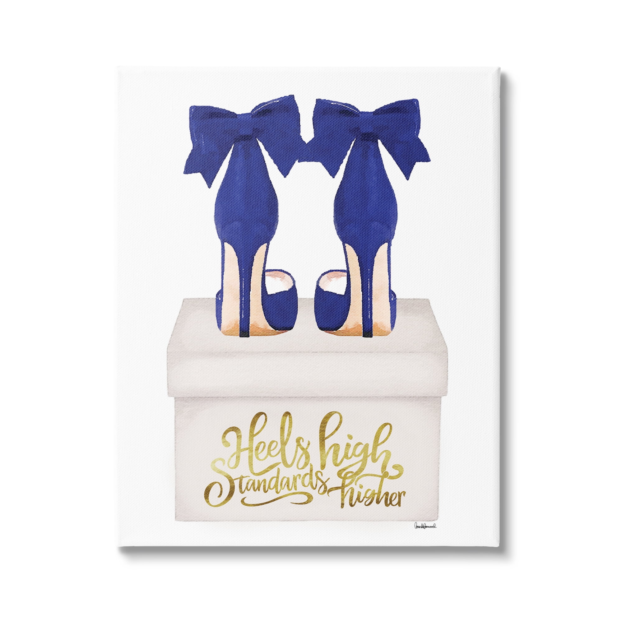 Stupell Industries High Standards Blue Heels Beauty & Fashion Painting Gallery Wrapped Canvas Art Print Wall Art, 16 x 20