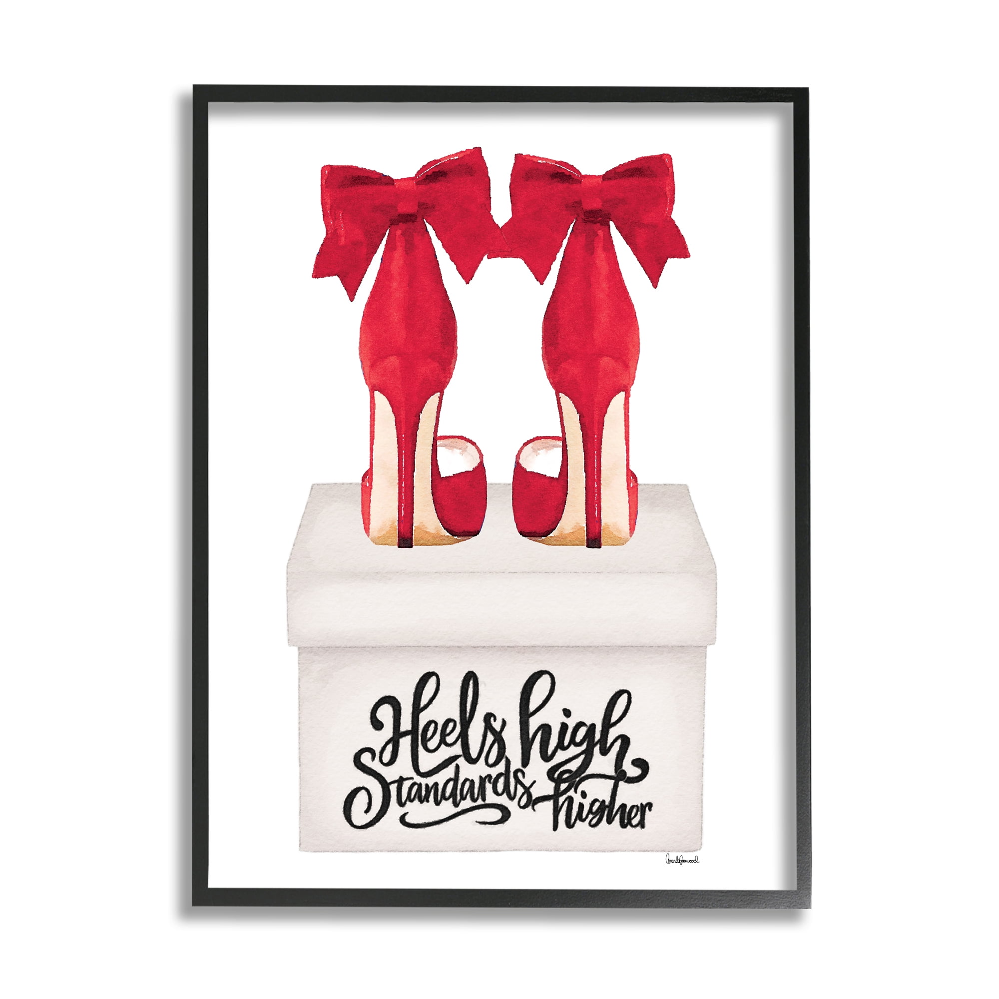 Stupell Industries High Standards Red Heels Beauty & Fashion Painting Black Framed Art Print Wall Art, 24 x 30