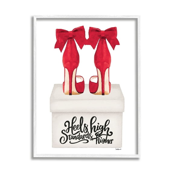 Stupell Industries High Standards Red Heels Beauty & Fashion Painting White Framed Art Print Wall Art, 11 x 14