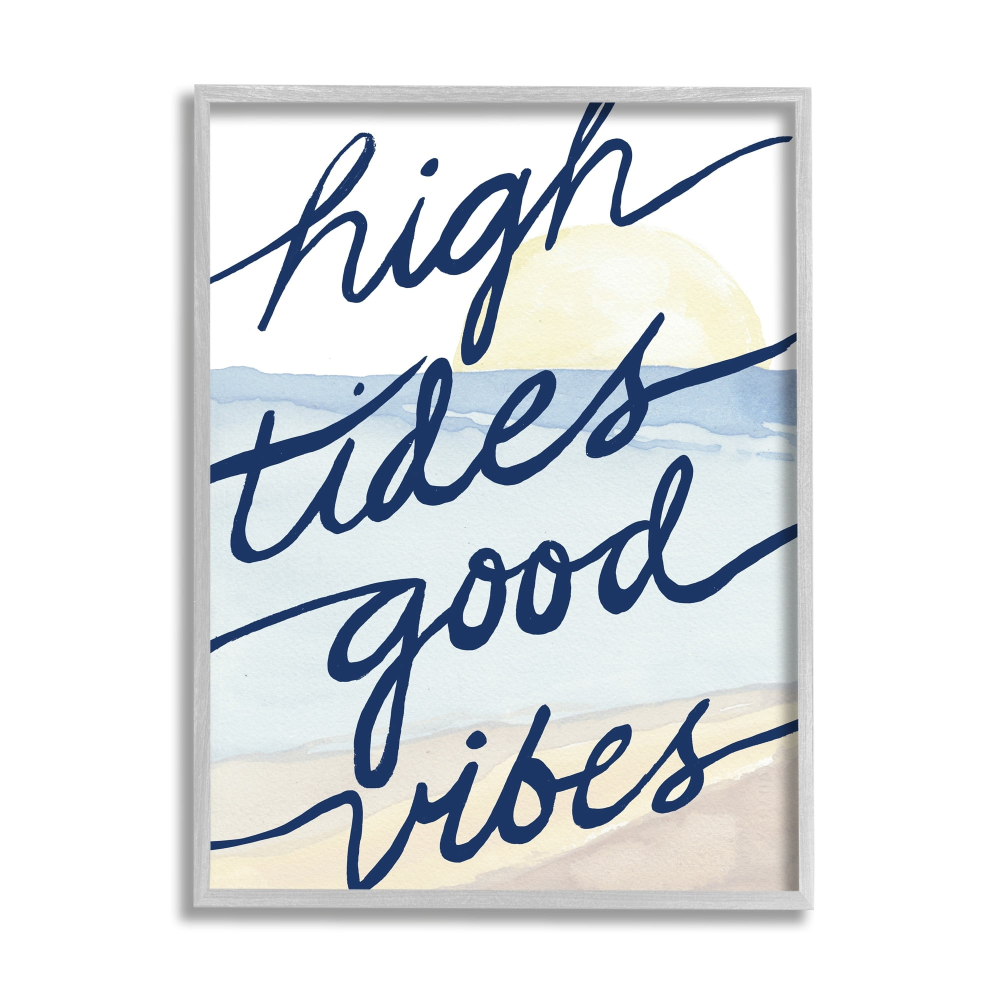 Stupell Industries High Tides Good Vibes Beach Scenery Viewpoint Painting,16 x 20, Design by Elizabeth Medley