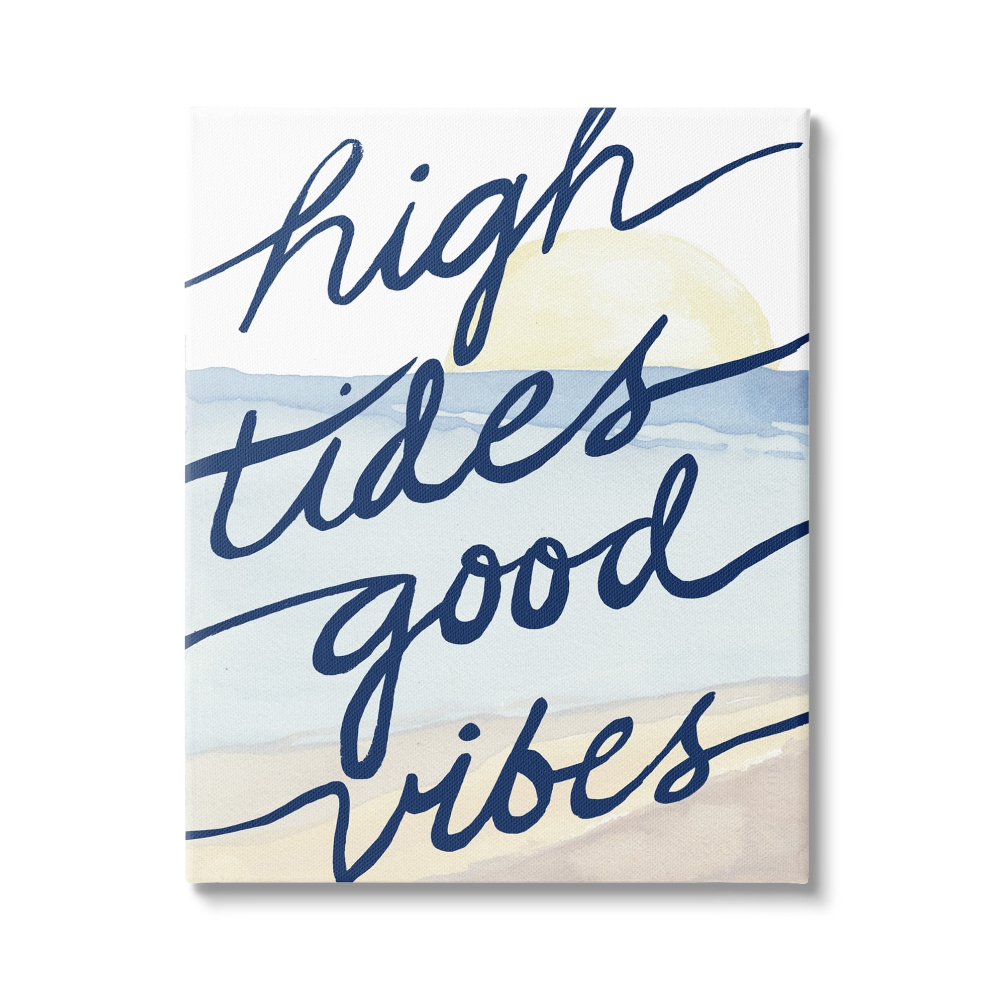 Stupell Industries High Tides Good Vibes Beach Scenery Viewpoint Painting,16 x 20, Design by Elizabeth Medley