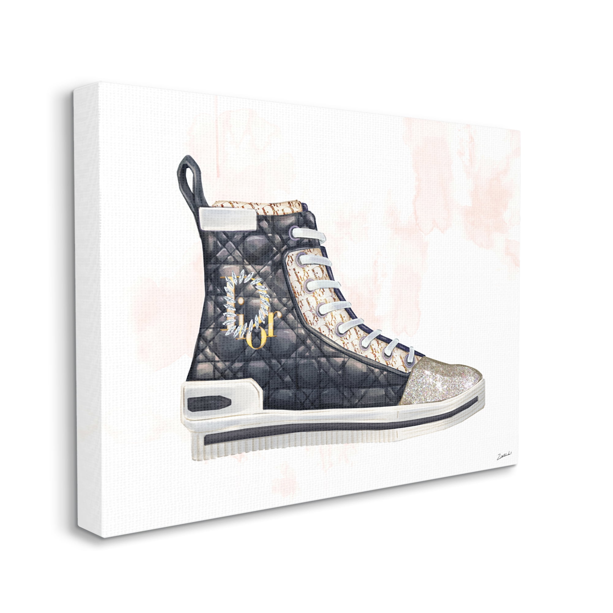 Stupell Industries High Top Fashion Forward Quilted Sneakers Glam Style, 30 x 40, Designed by Ziwei Li