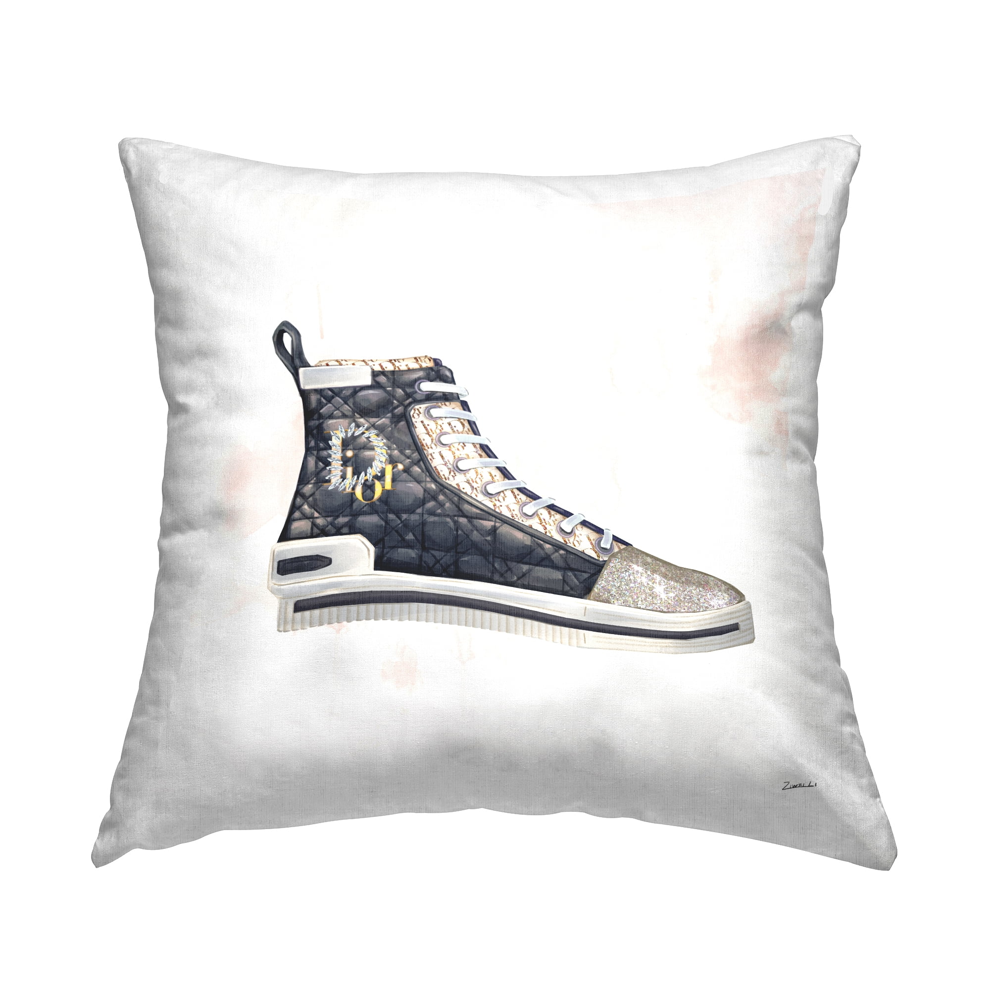 Stupell Industries High Top Fashion Forward Quilted Sneakers Glam Style Multi-Color,18 x 7 x 18 Decorative Pillows