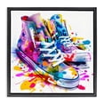 thumbnail image 1 of Stupell Industries Modern High Top Sneakers Splash Black Floating Frame Canvas Art, 18 x 18, by Creative Studio, 1 of 8