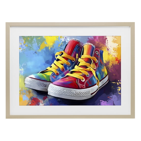 Stupell Industries Modern High Tops with Yellow Laces Birch Framed Print Under Glass, 23 x 17, by Creative Studio