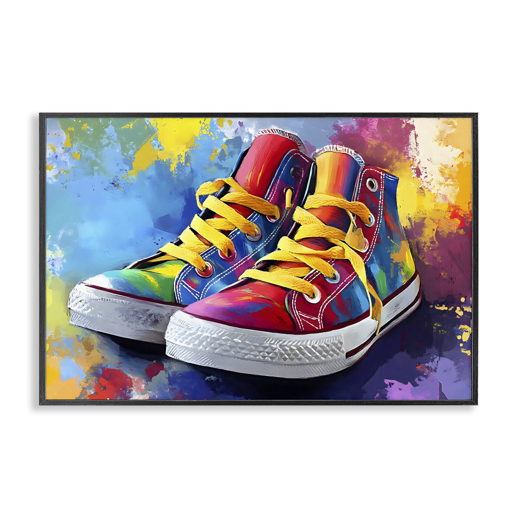 Stupell Industries High Tops with Yellow Laces Black Framed Giclee Art, design by Creative Studio