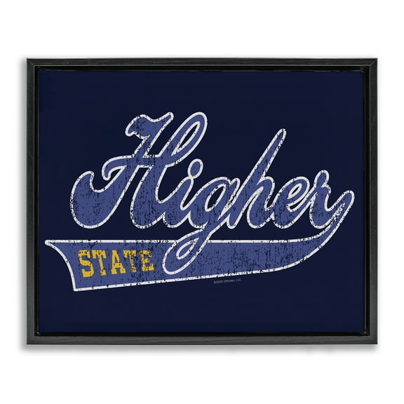 Stupell Industries Higher State Varsity Style Text & Numbers Painting Black Floater Framed Canvas Art Print Wall Art, 21 x 17
