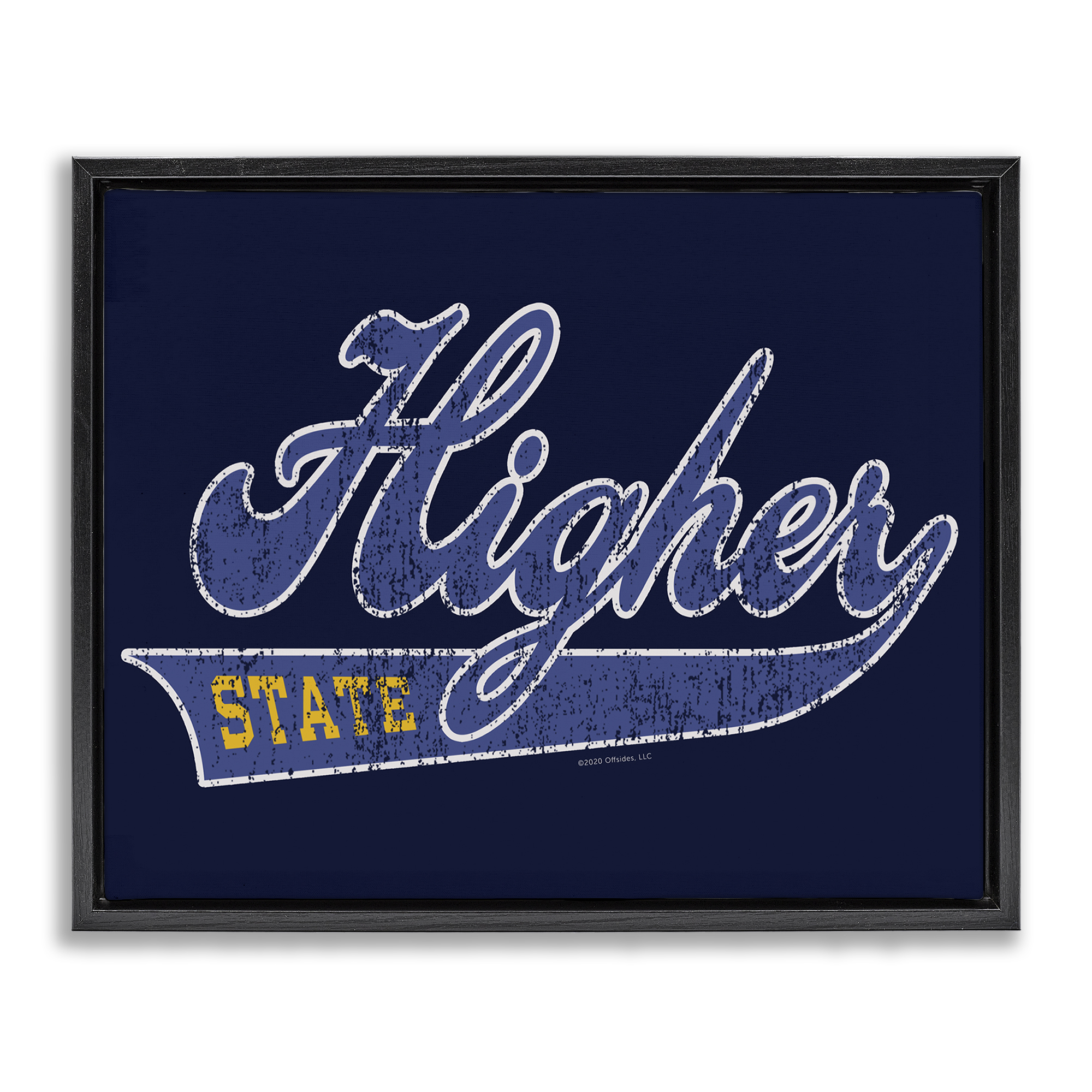 Stupell Industries Higher State Varsity Style Text & Numbers Painting Black Floater Framed Canvas Art Print Wall Art, 31 x 25